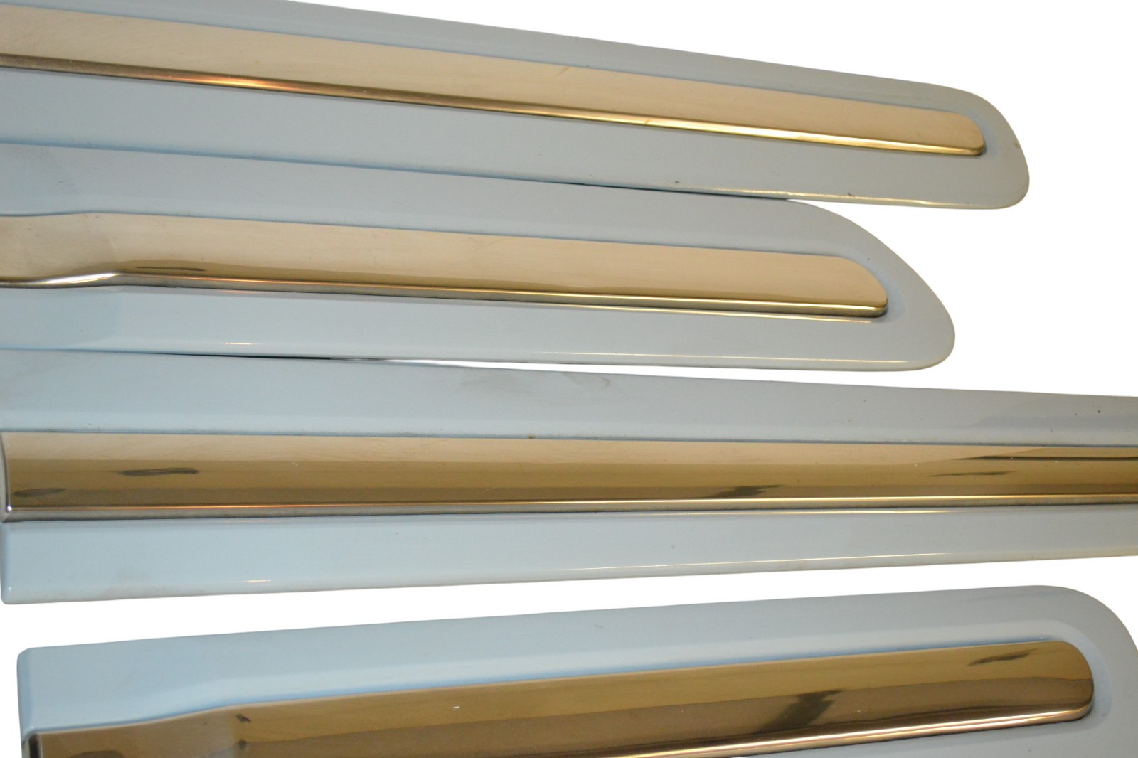 14-17 FIAT 500 LEFT RIGHT REAR FRONT DOOR MOLDING TRIM SET OF 4 OEM BLUE CHROME