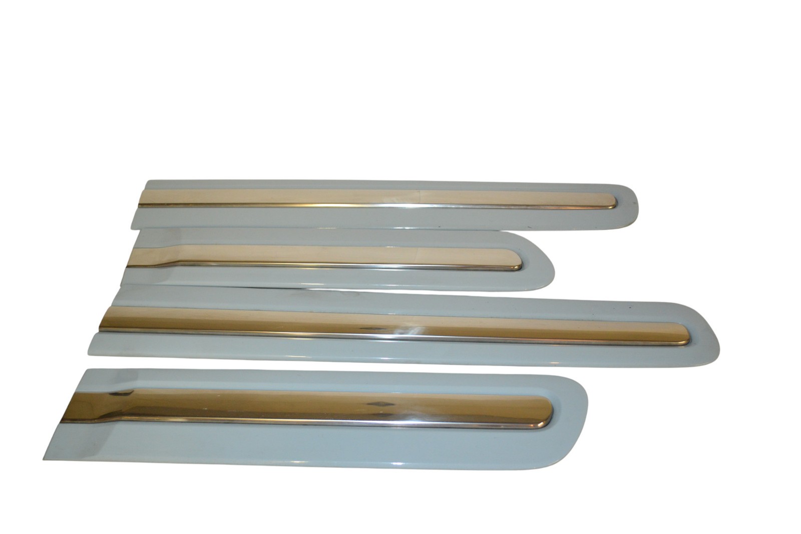 14-17 FIAT 500 LEFT RIGHT REAR FRONT DOOR MOLDING TRIM SET OF 4 OEM BLUE CHROME