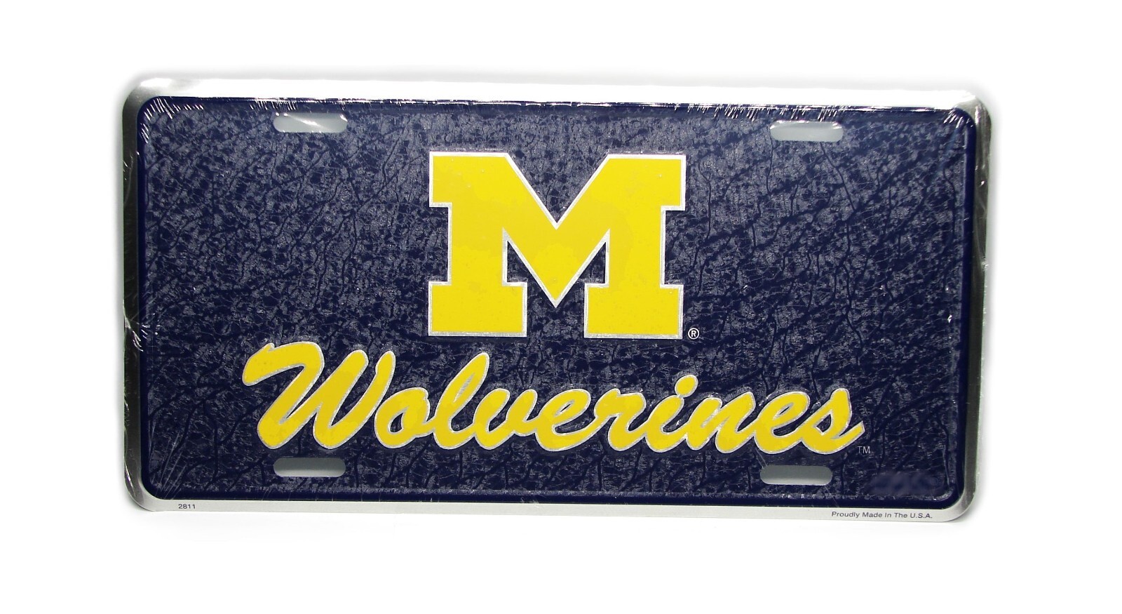 Licensed NCAA MICHIGAN WOLVERINES 3D EMBOSSED METAL CAR NOVELTYLICENSE PLATE