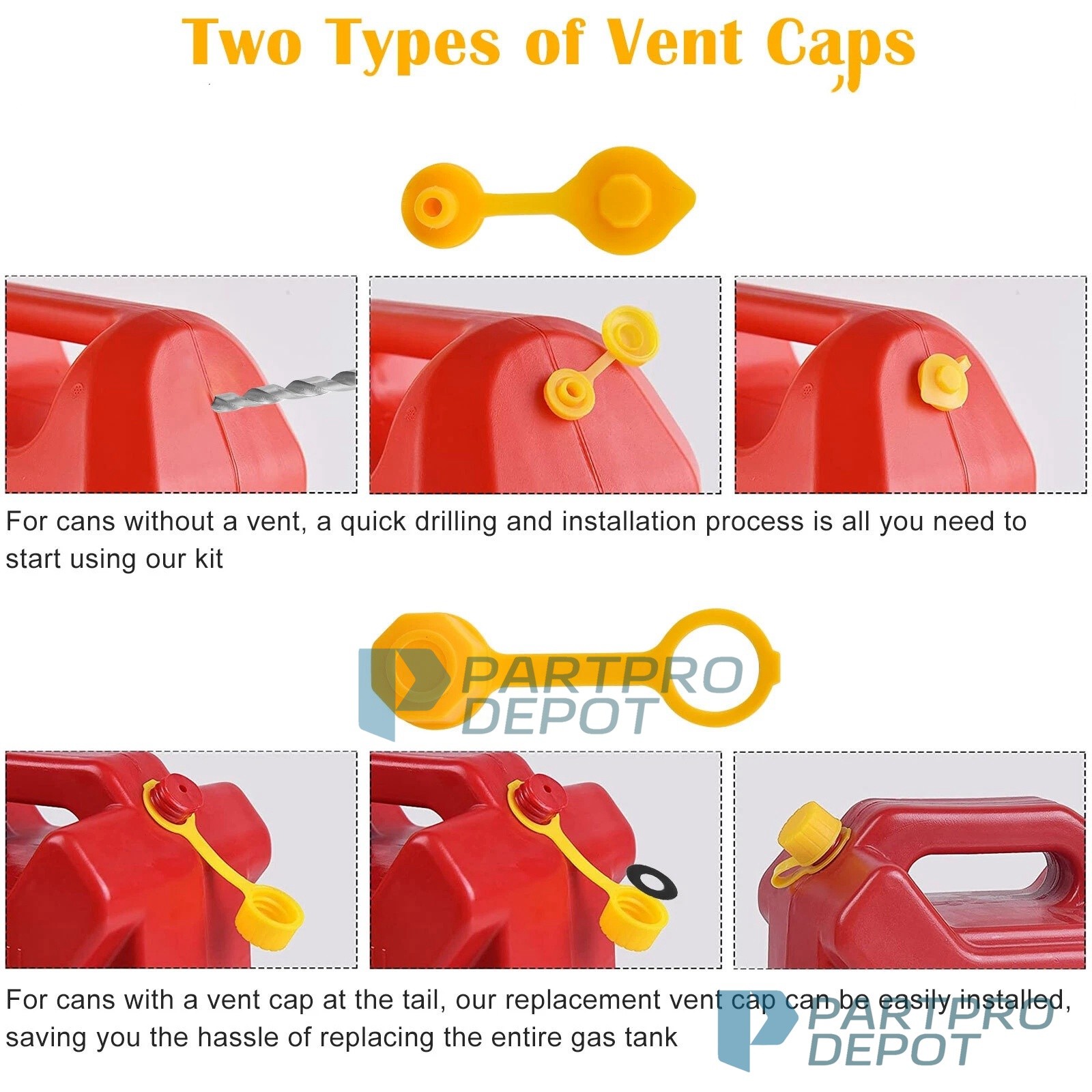 5x Gas Can Spout Nozzle Vent Kit Replacement For Plastic Gas Cans Old Style Caps