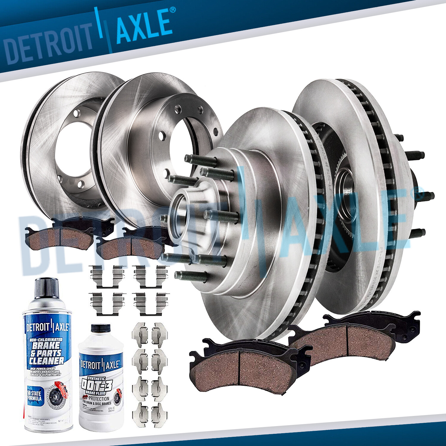 Front Rear Disc Rotors Ceramic Brake Pads for 2008-21 Ford E-150 E-250 E-350 SD