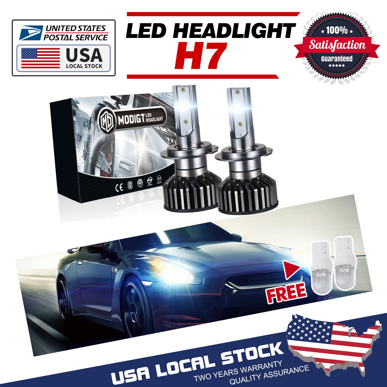 2 X H7 LED Headlight Bulbs 120000LM 6000K 200W For Mitsubishi Outlander 2018