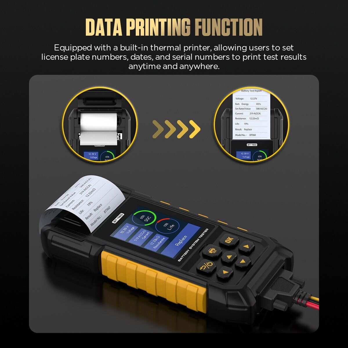 Car Battery Tester Lithium Battery Tester Load Test Cranking Charging Analyzer