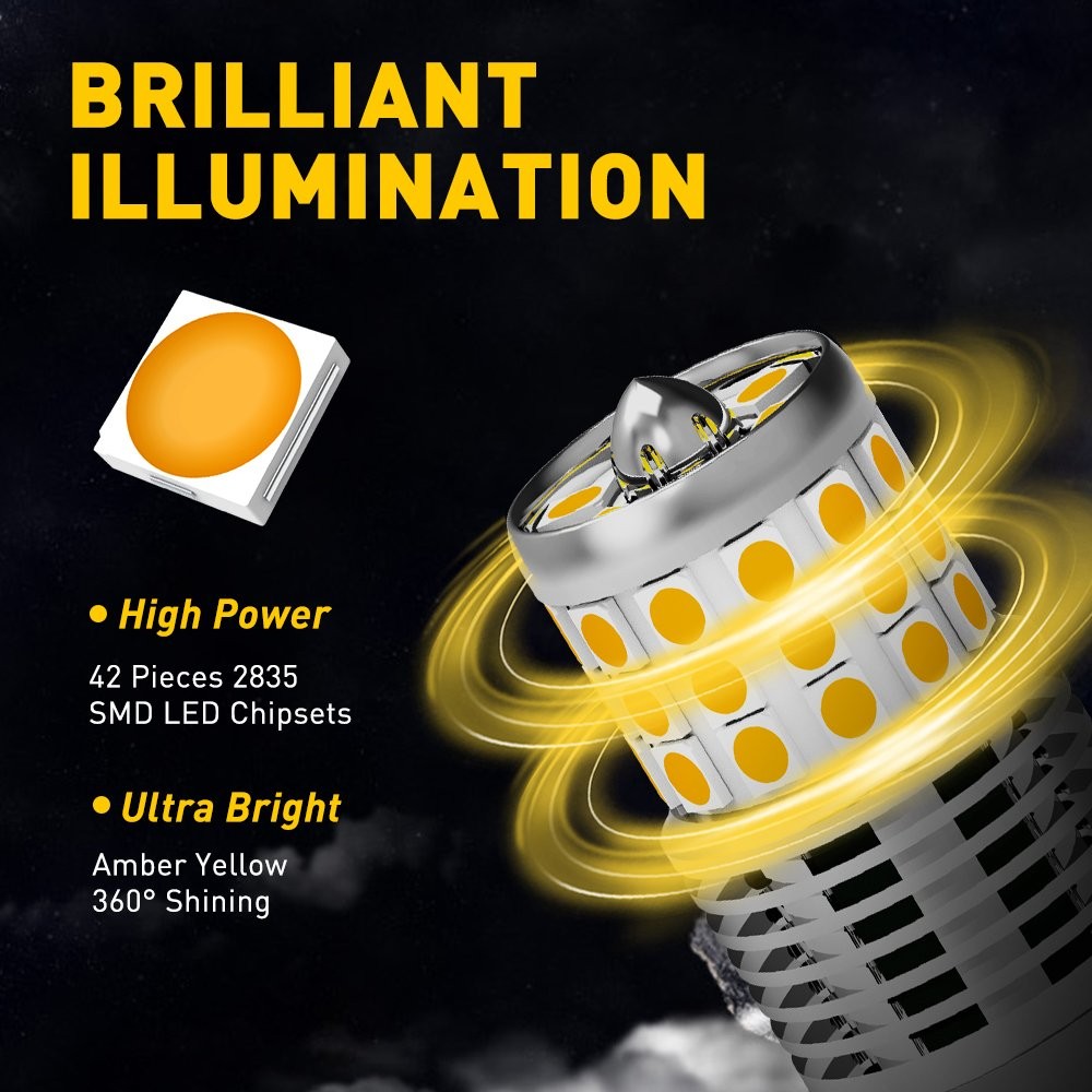 AUXITO 7440 Amber LED Turn Signal Light Bulbs No Hyper Flash Canbus Error Free