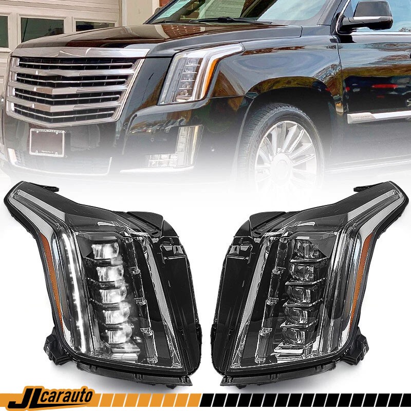 Pair For Cadillac Escalade 2015-2020 Full LED Projector Headlights Lamp w/ Bulbs