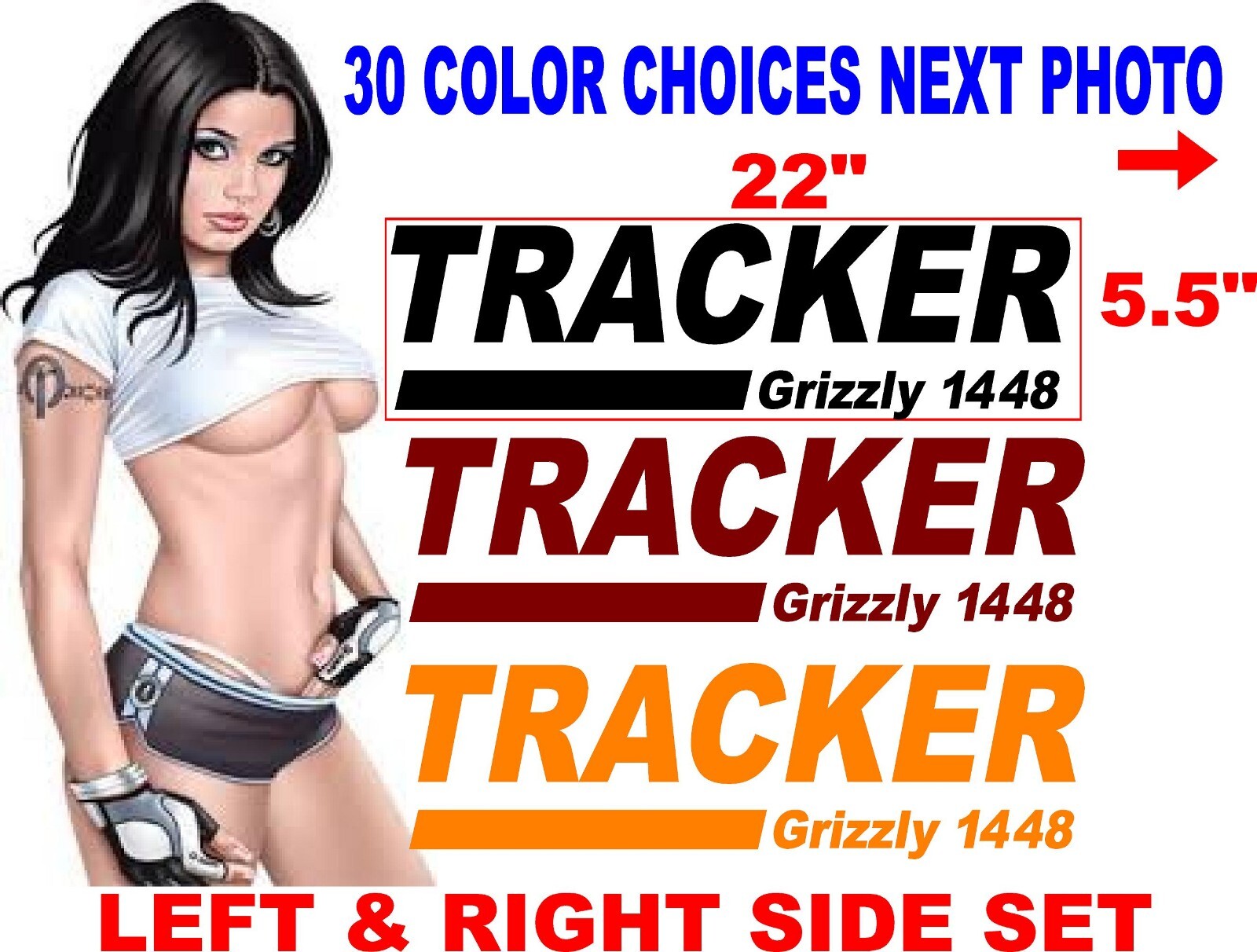 TRACKER GRIZZLY 1448 BOAT DECALS BOATS DECAL 30 COLOR OPTIONS