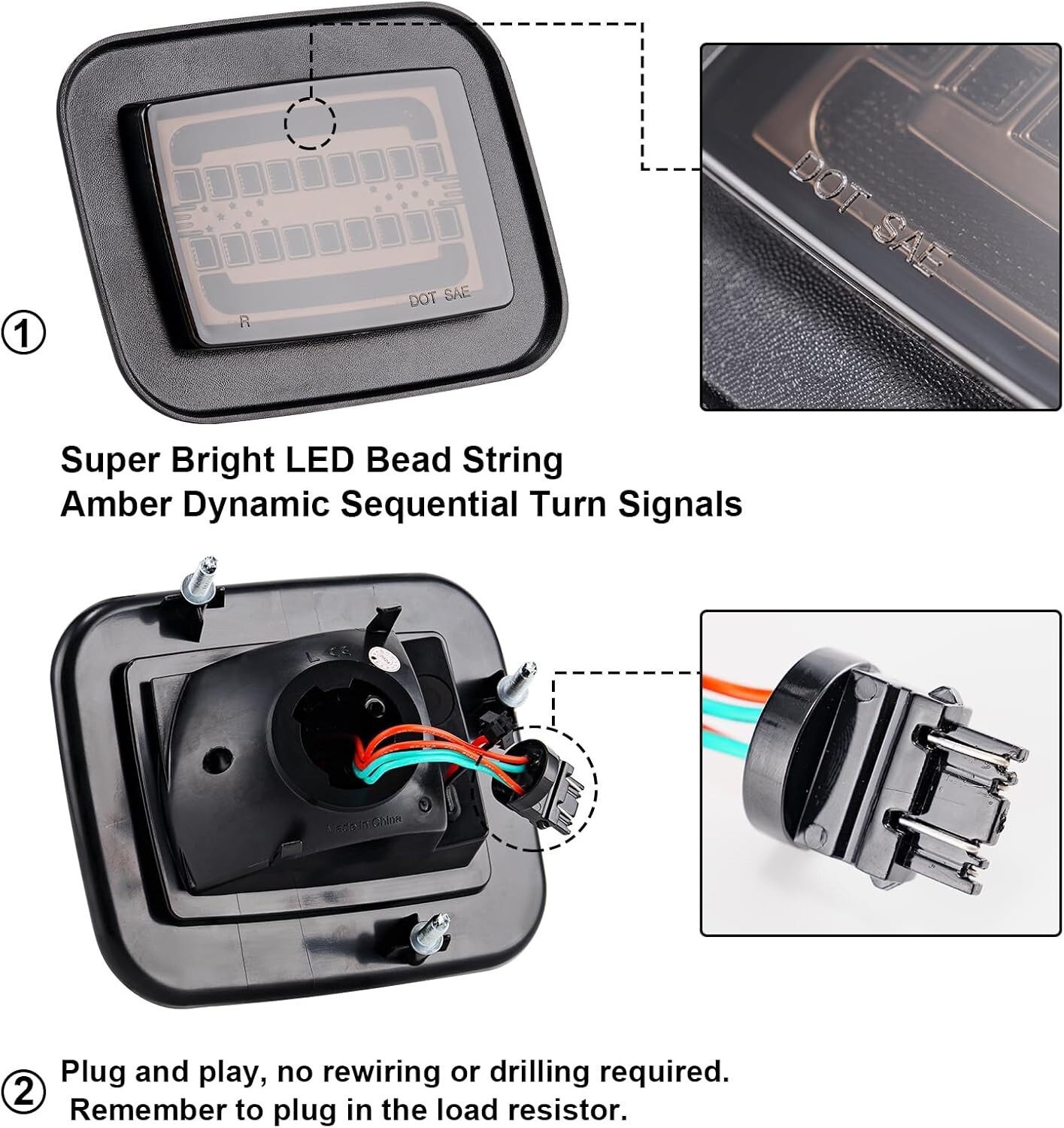For 03-09 Hummer H2 SUV SUT Smoked Front Corner DRL Turn Signal Lights Set of 2