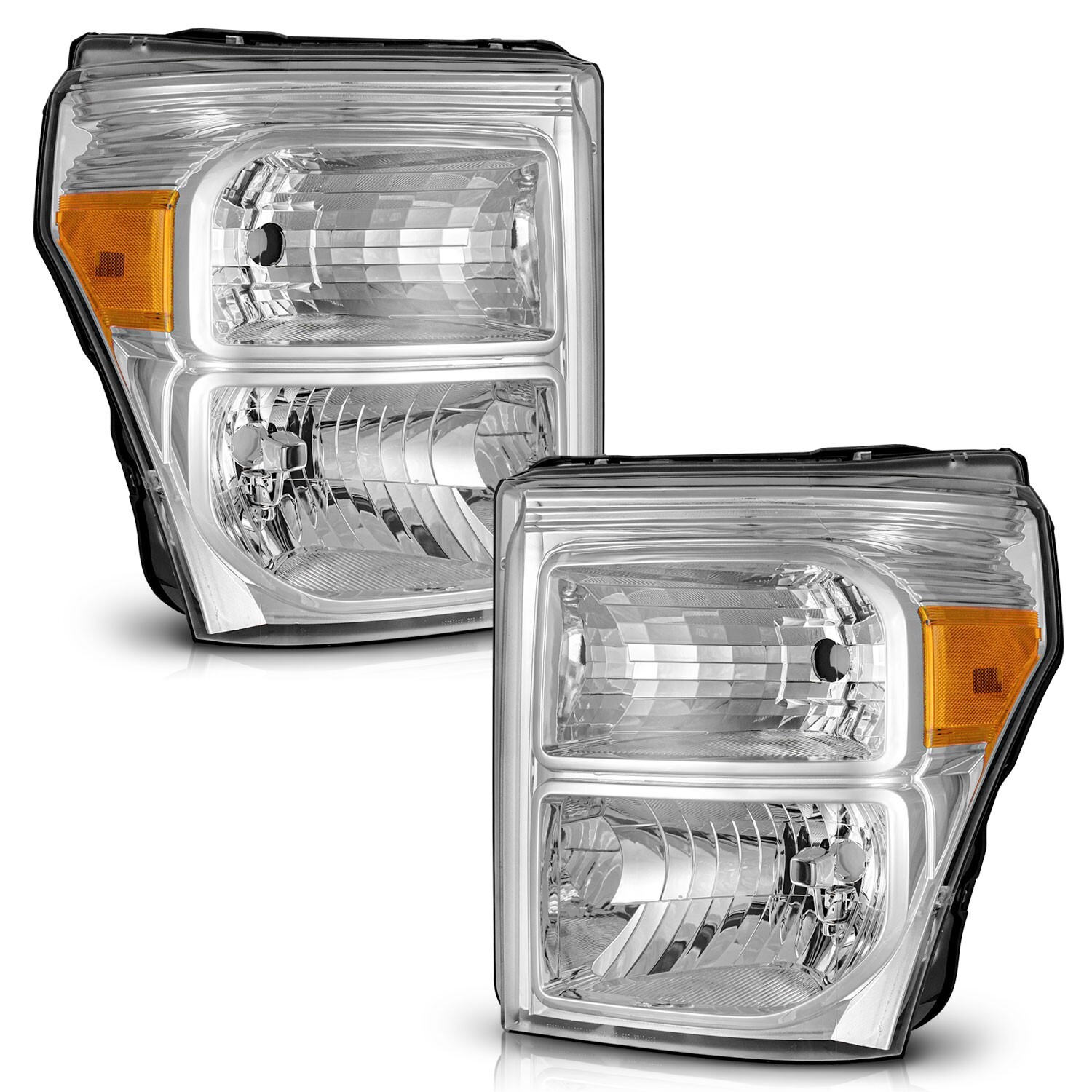 WEELMOTO Pair Headlights For 2011-2016 Ford F250 F350 F450 F550 Super Duty