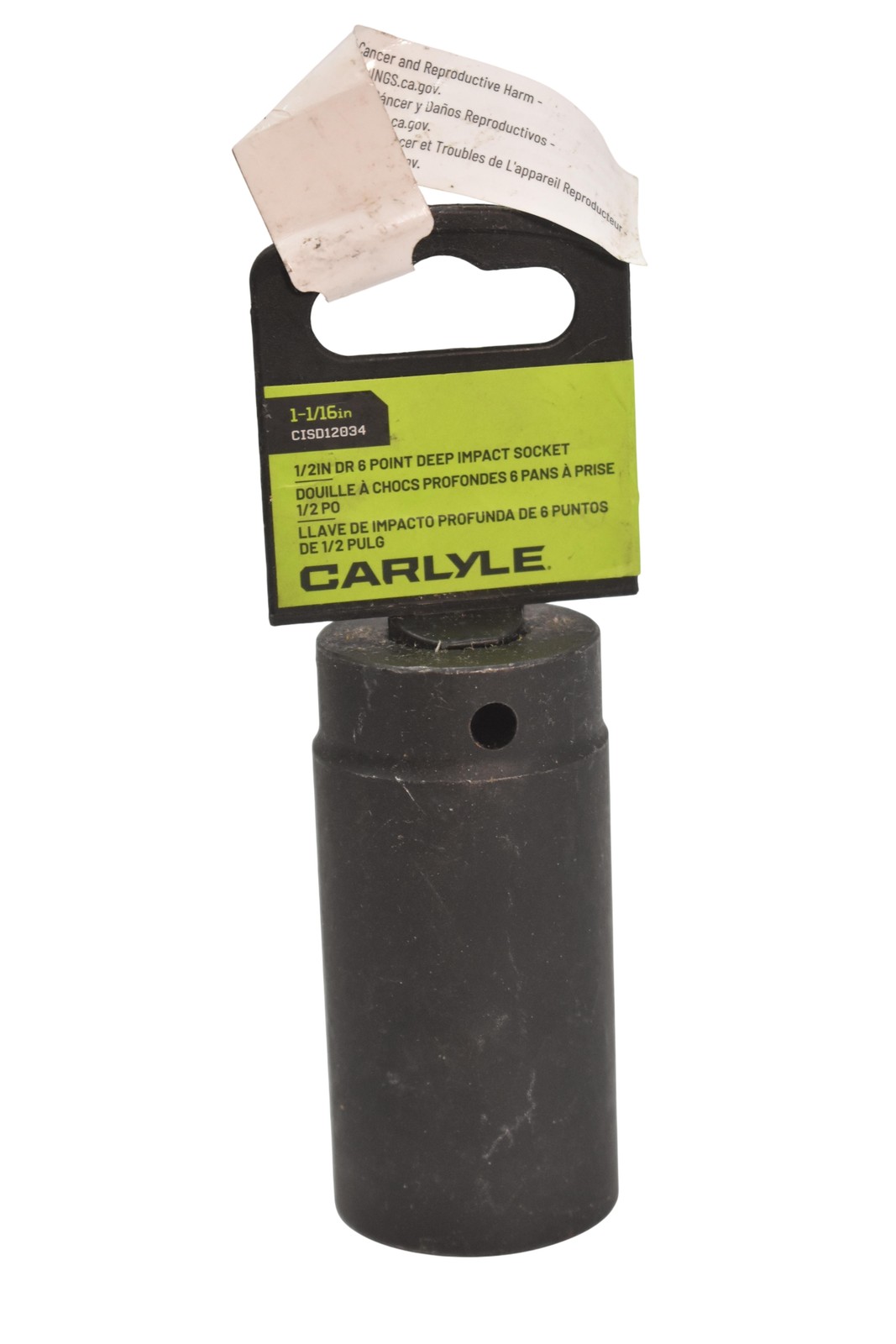 Carlyle CISD12034 1-1/16 In Deep Impact Socket 1/2in Drive 6-Point Black Tool