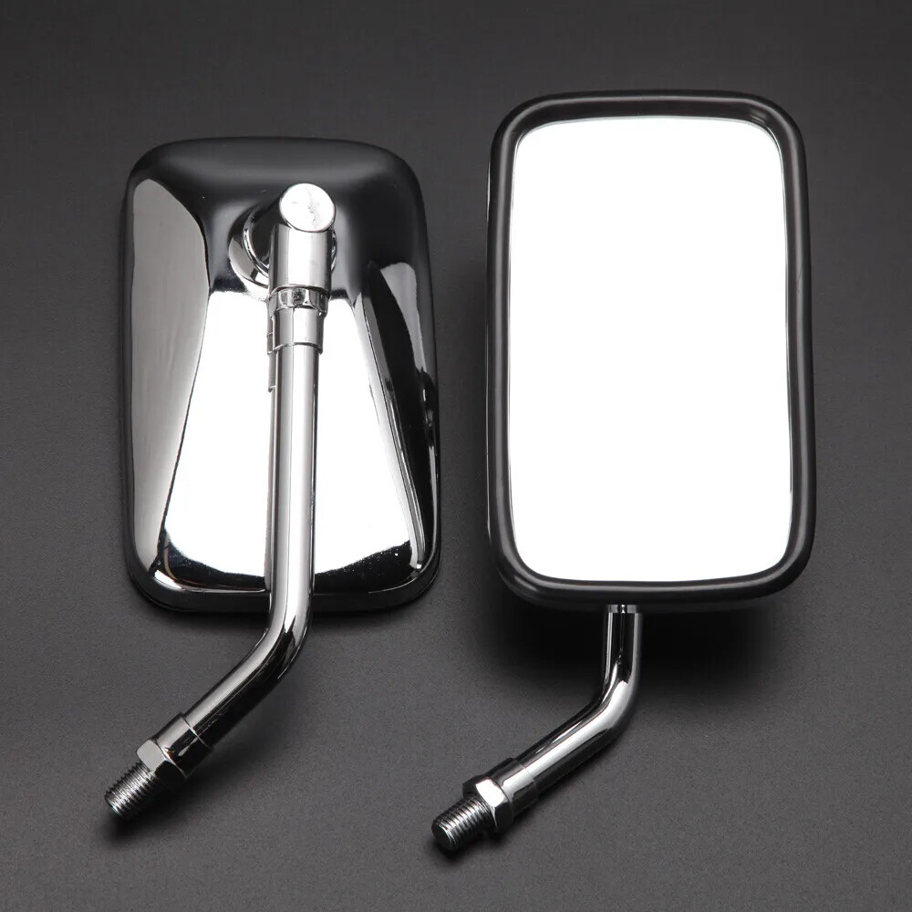 Chrome Rectangle Motorcycle Mirrors 10MM Fit Kawasaki Vulcan VN 500 800 900 1600
