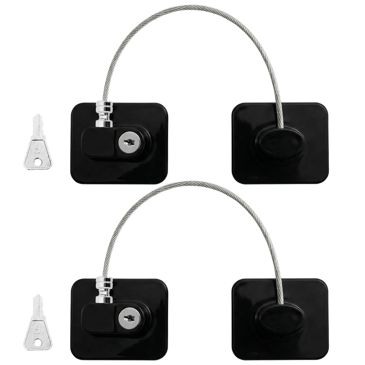 2PCS Fridge Lock Key Keep Children Out Stop Food Theft Simple Installation Black