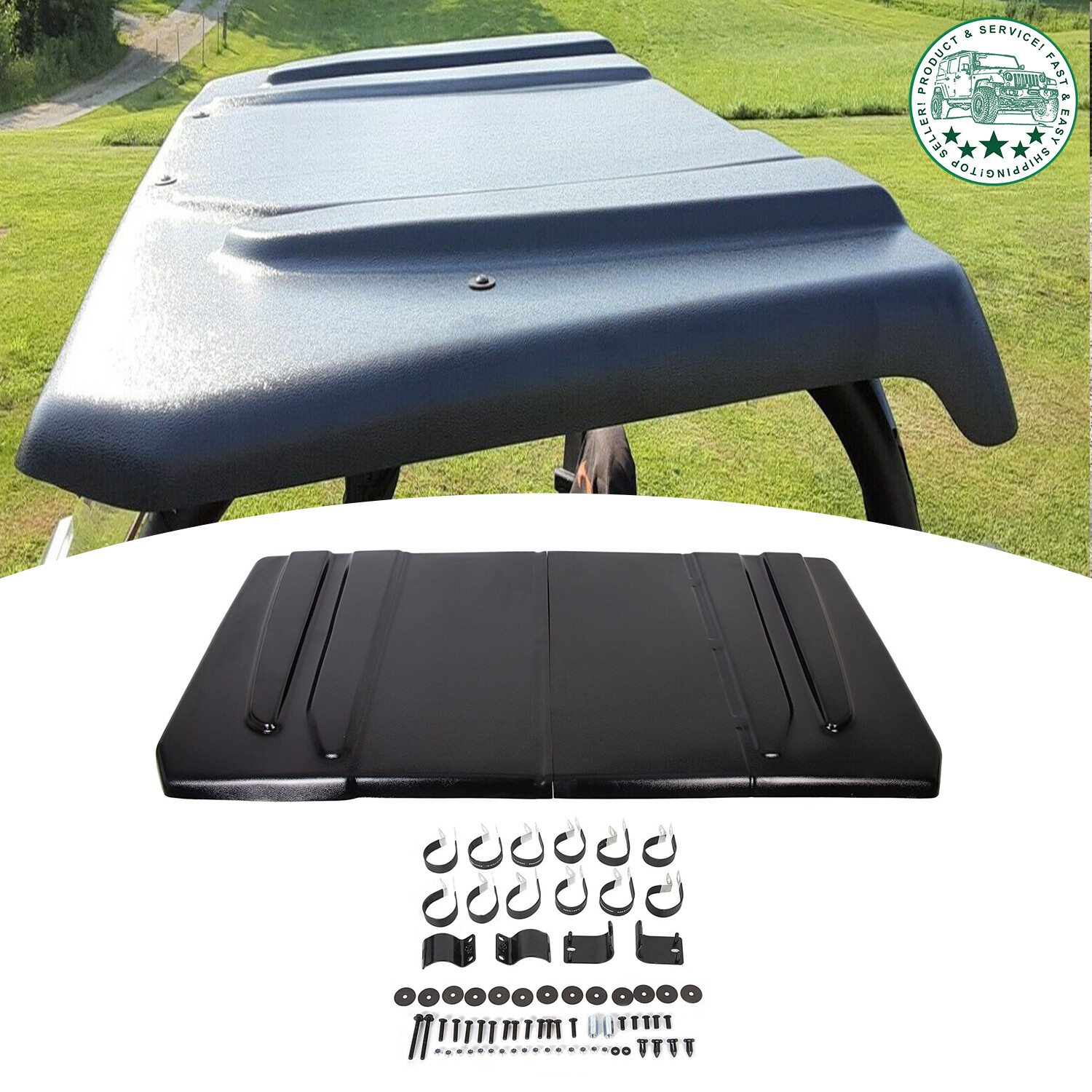Polyethylene Hard Top Roof Fit Yamaha Rhino 450 660 700 UTV Black Plastic