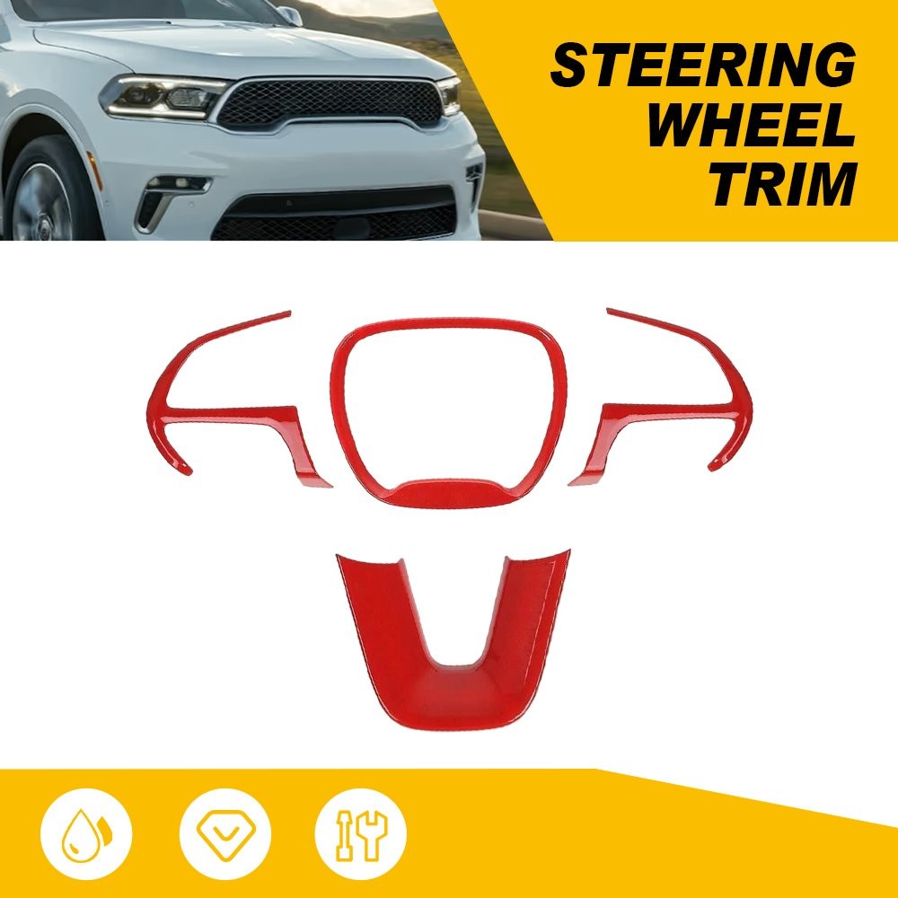 For Dodge Challenger 2015 2016 2017-2023 Interior Steering Wheel Cover Trims 4X