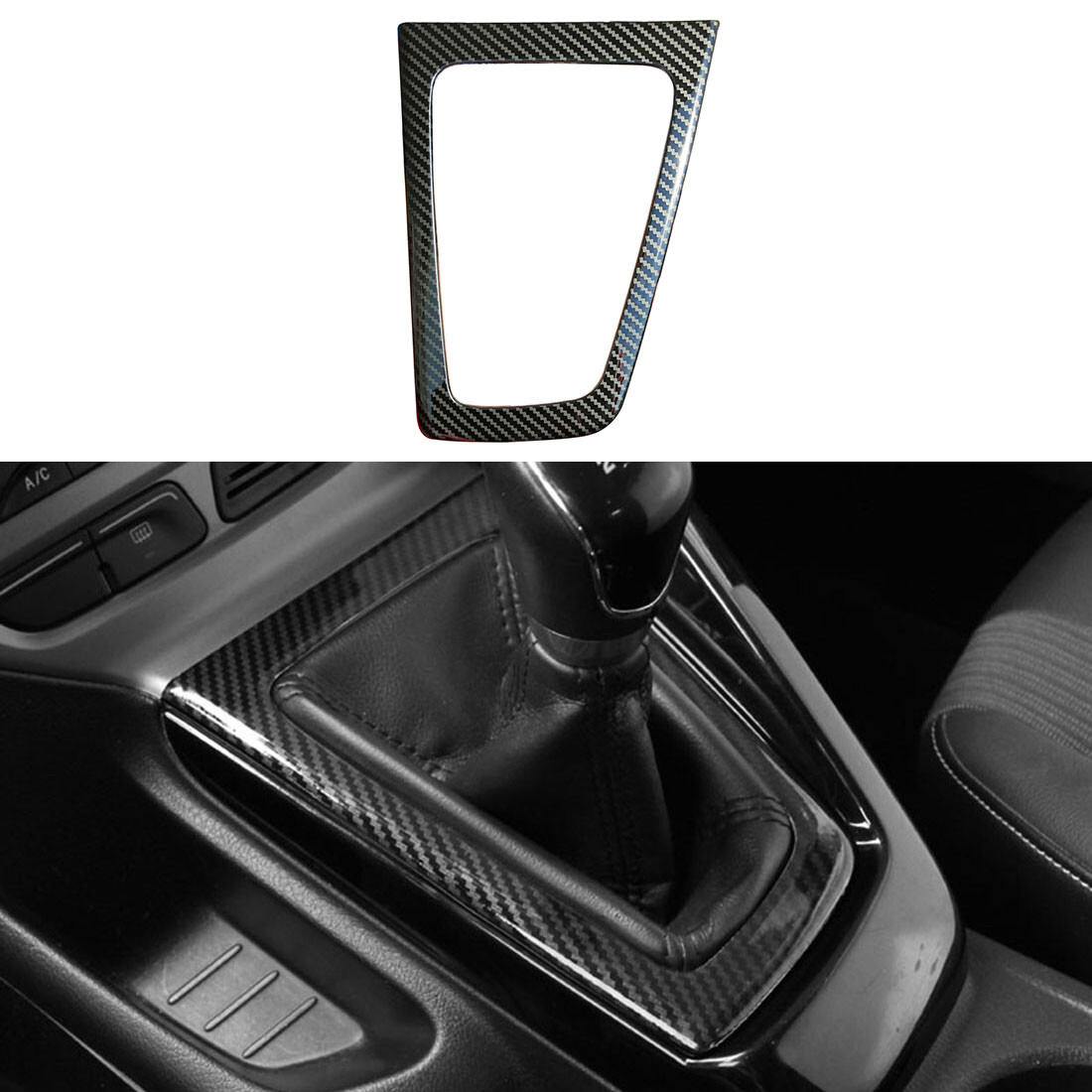 Fit For Ford Focus 2012-2014 MT Carbon fiber color Steel Gear shift Panel Cover
