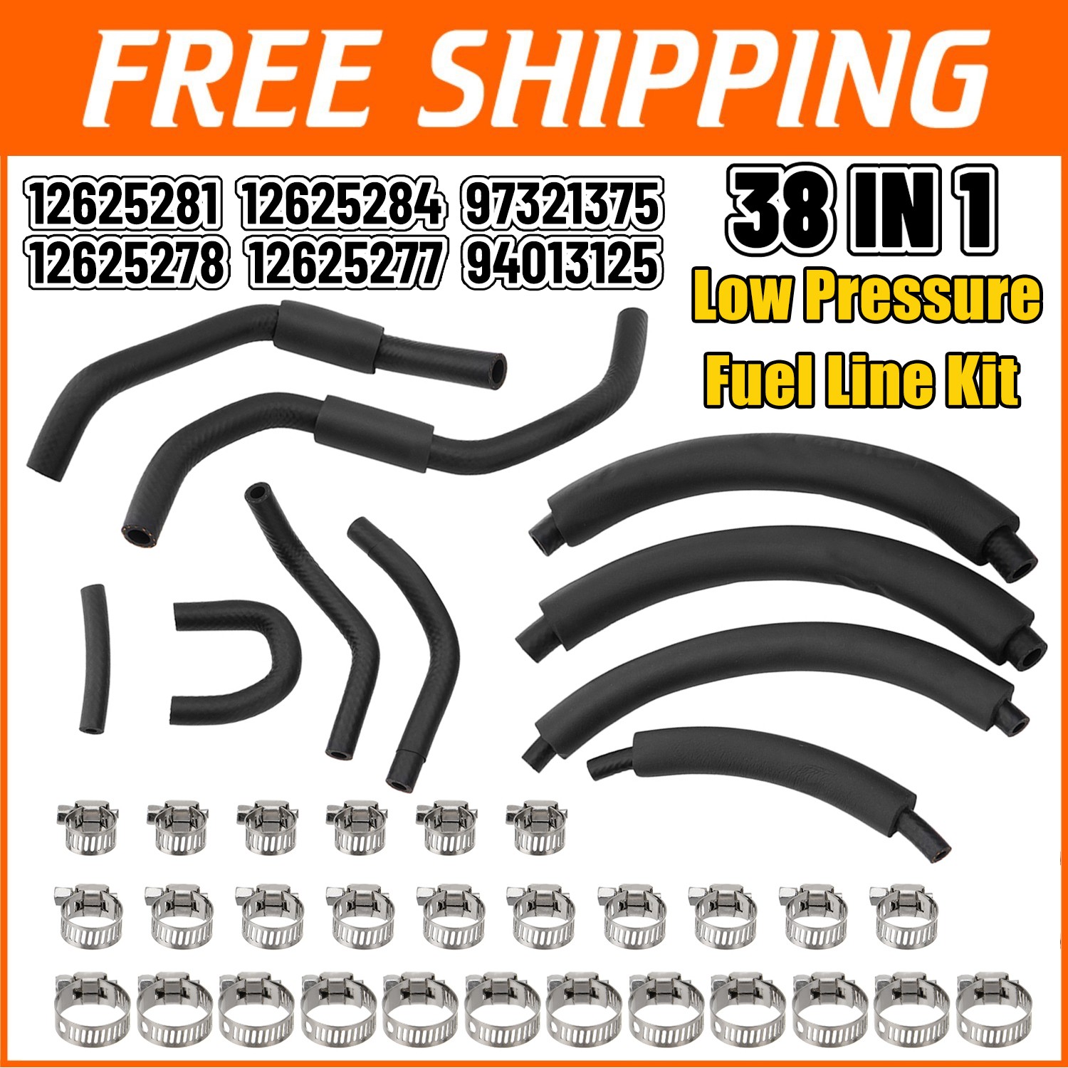 38 in 1 Low Pressure Fuel Lines Kit Fits For LBZ LMM Duramax 2500 3500HD 2007