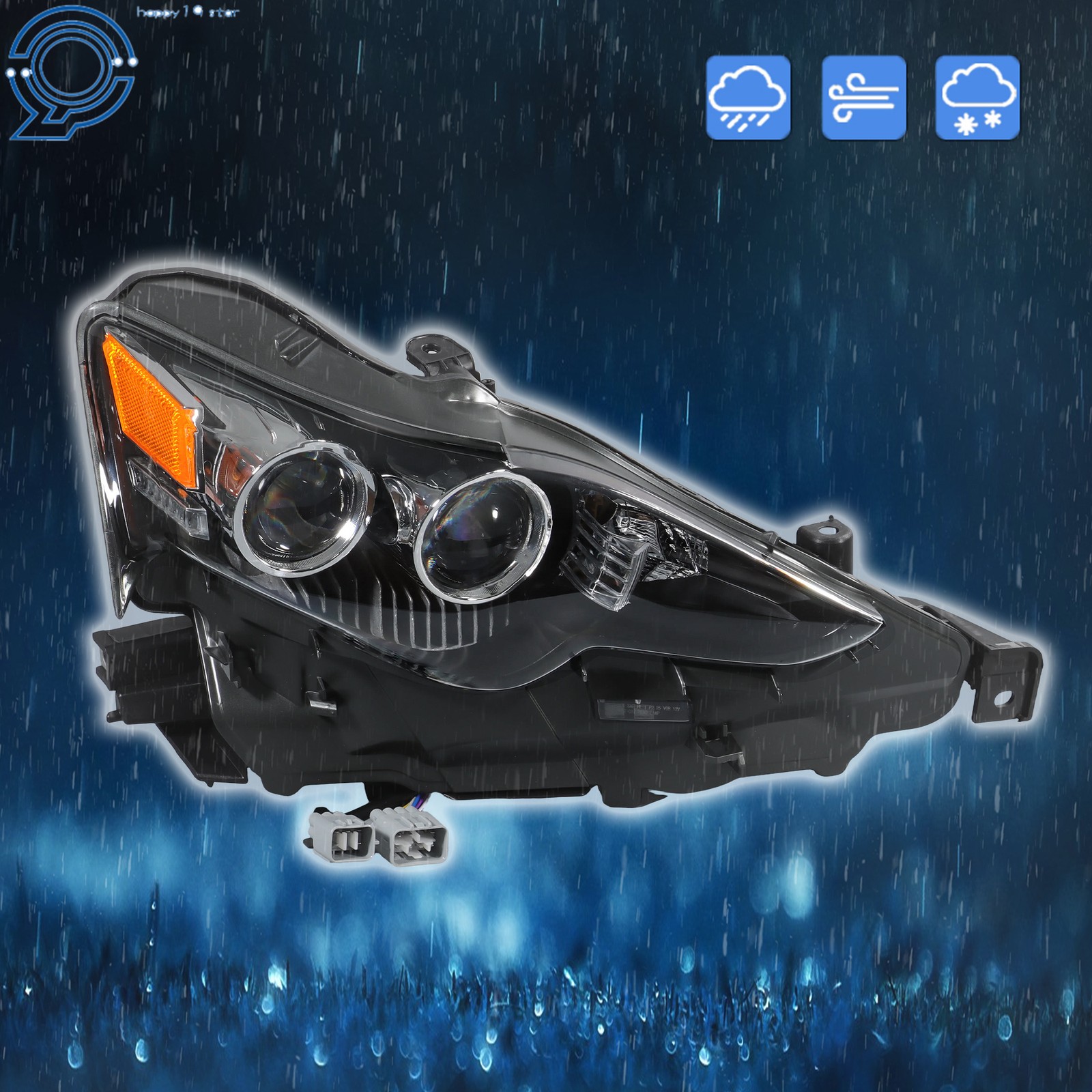 Front Right LED Headlights Assembly For Lexus IS 2014-2016 W/Halogen Turn Signal