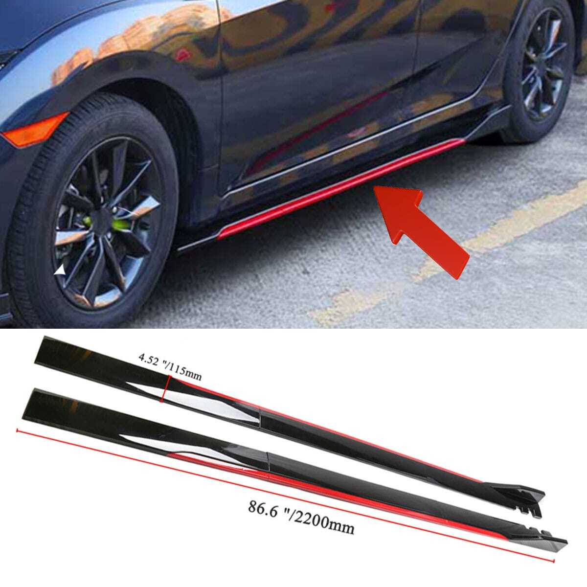 Gloss Black 86.6” Side Skirts Extension Lip For Dodge Charger RT SRT SXT Red US