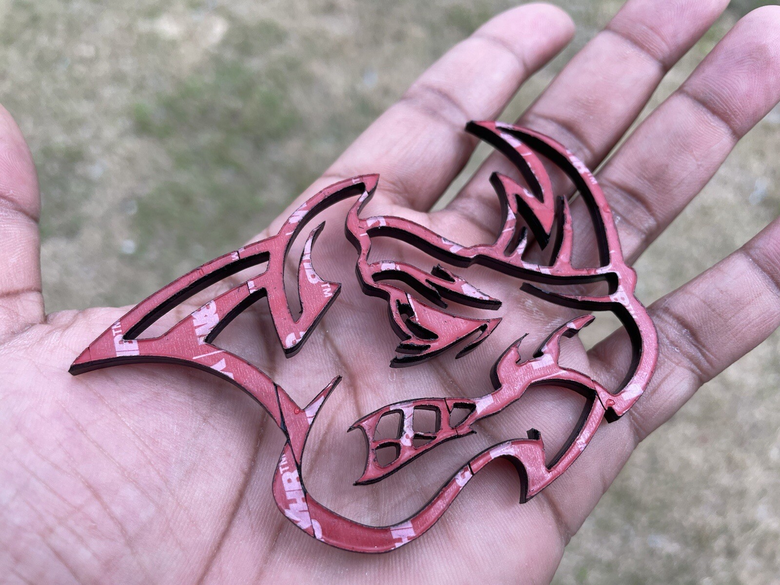 Angry Rhino Color Changing Eye and Horns Emblem Badge Custom New Matte Black