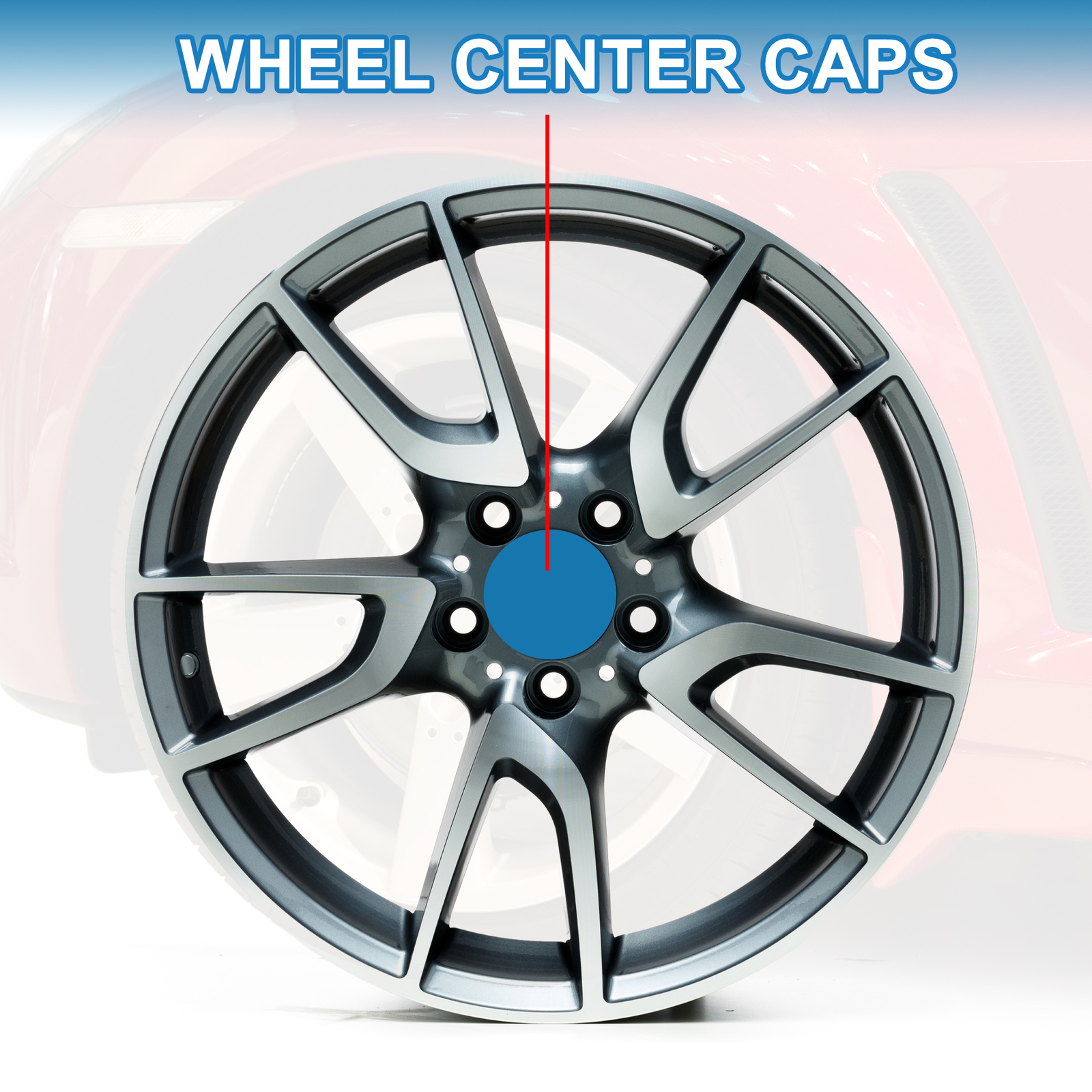 Single Wheel Center Caps OD: 68mm/2.68″ Black with Black Sticker Universal