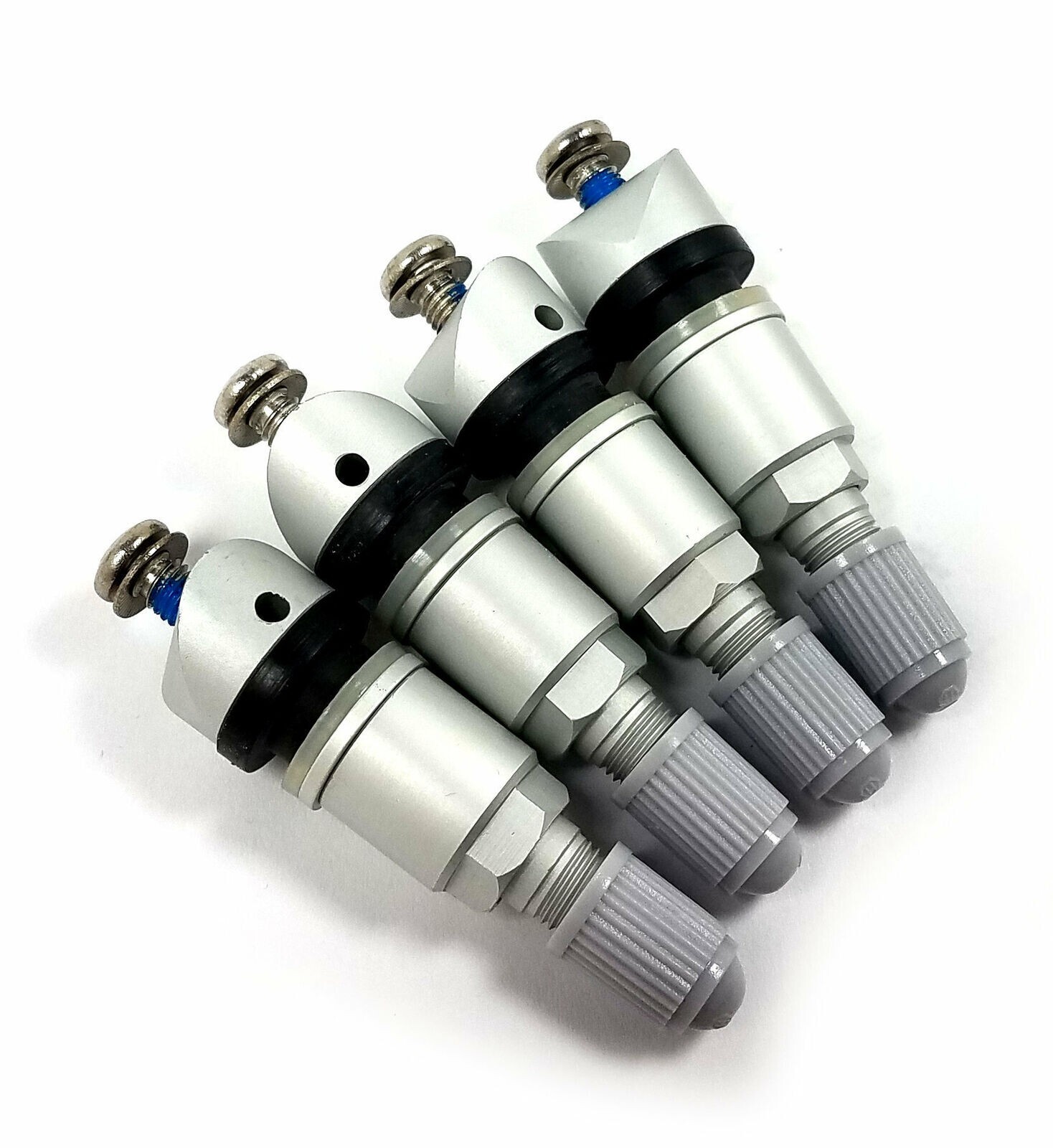 TPMS Silver Aluminum Replacement Metal Valve Stems for SmartSensor Pro+ ITM 4PC