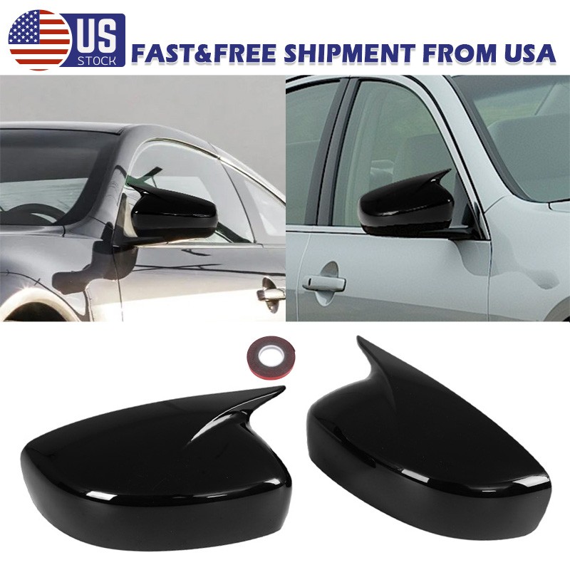 For Infiniti G25 G37 Q40 Q60 2009-2015 Glossy Black Sde Wing Mirror Cover Caps