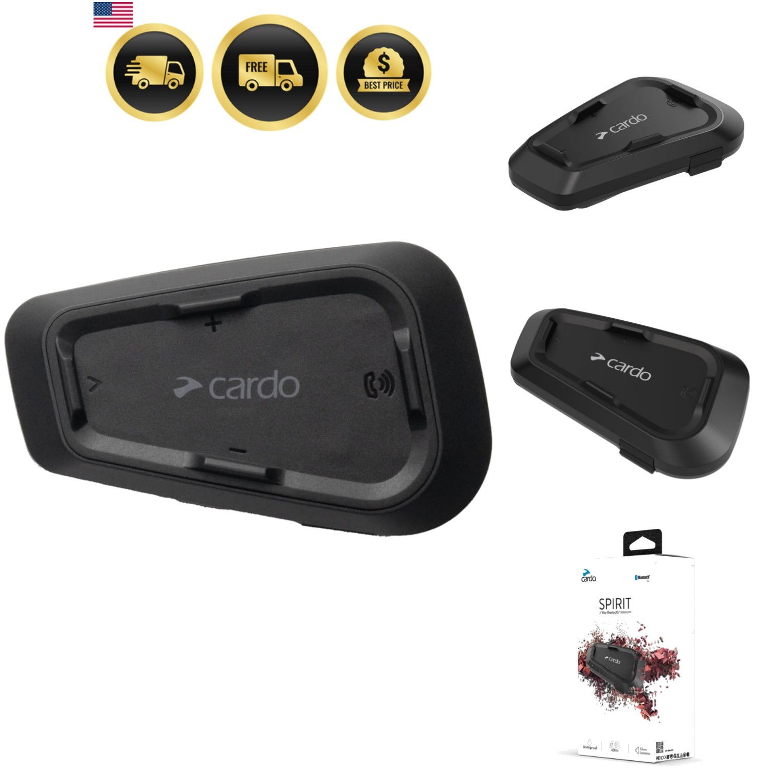 Systems Spirit Motorcycle Bluetooth Communication Headset, 2-Way Bluetooth, T…