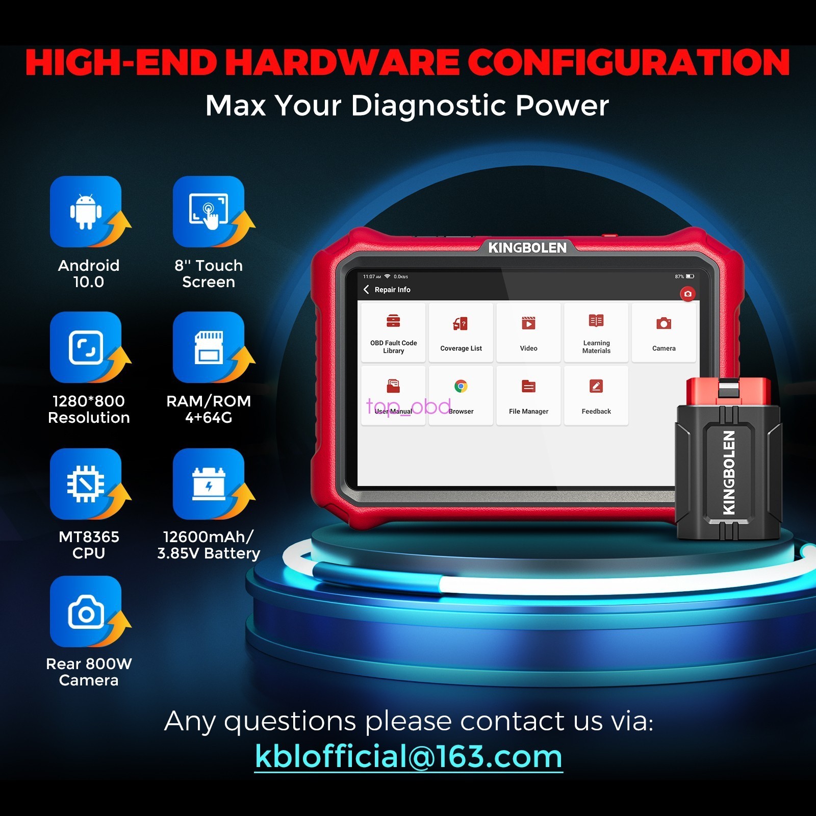 KINGBOLEN K8 PRO OBD2 Scanner Car Diagnostic Tool Coding All System CANFD DOIP