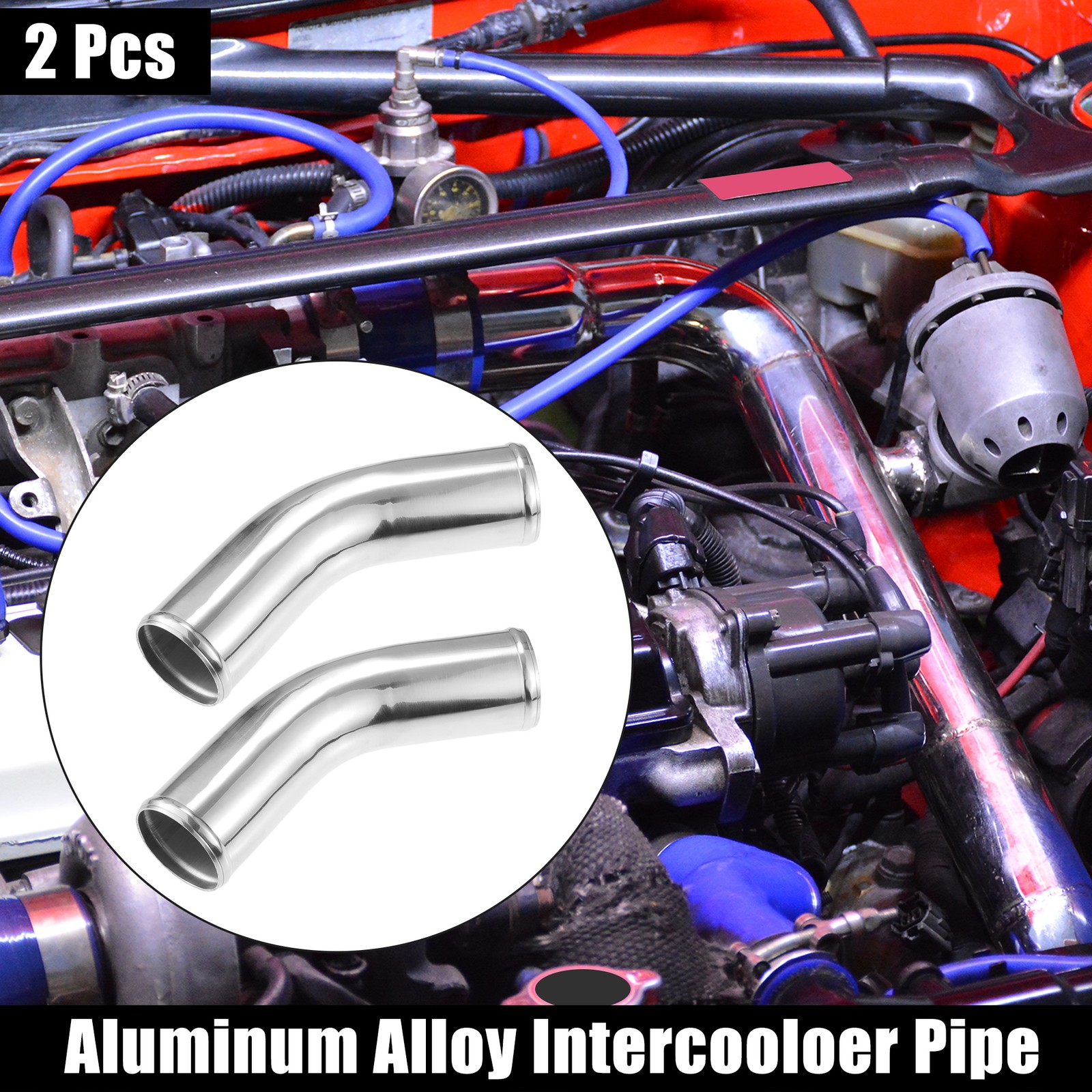 2pcs Auto OD 2.75″ Leg Length 4″ Intercooler Pipe Tube 45 Degree Bend Elbow