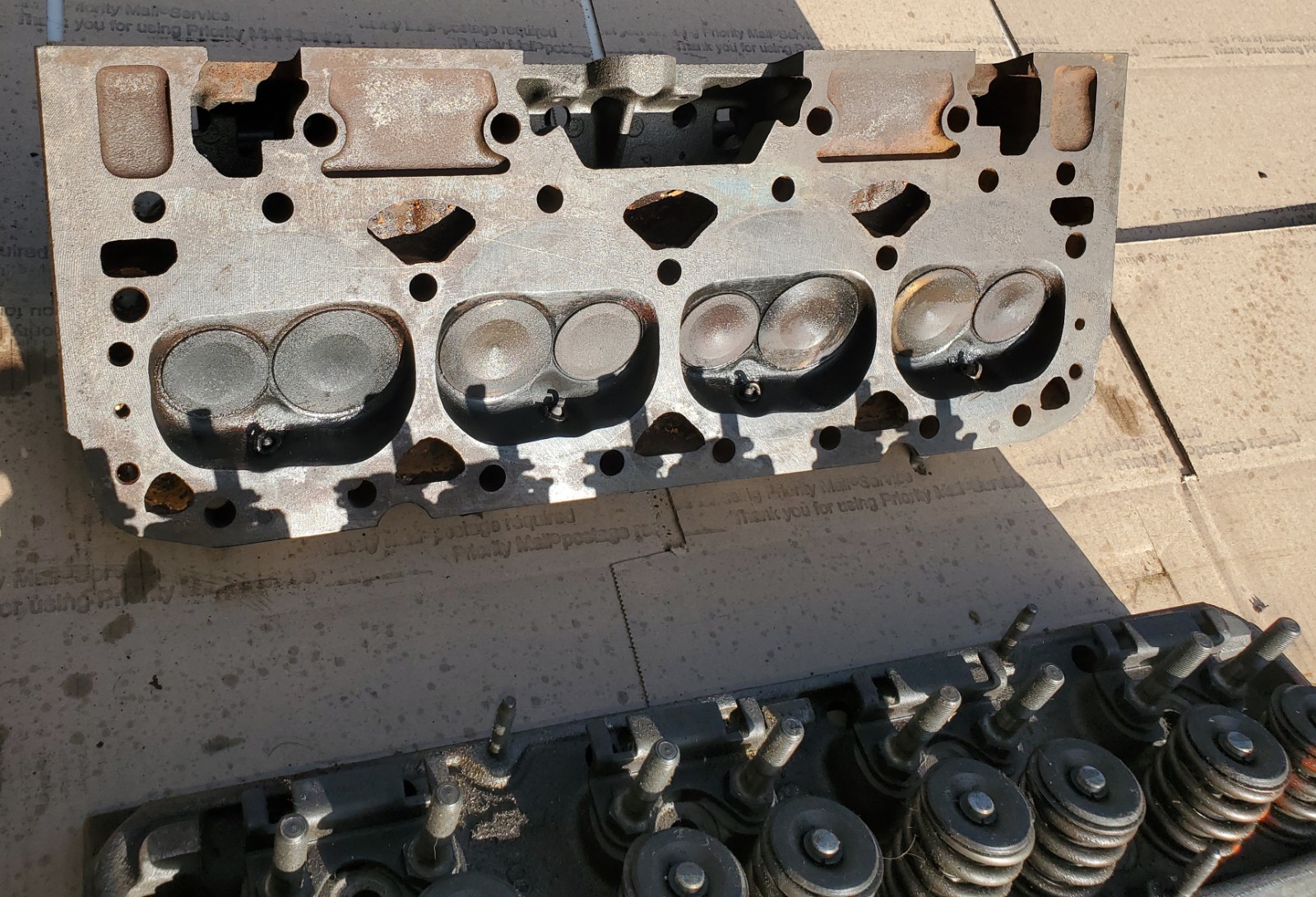GM 14011034 Phase 2 SBC Chevy Bowtie Cast Iron Heads 2.02/1.60 64CC 301 327 350