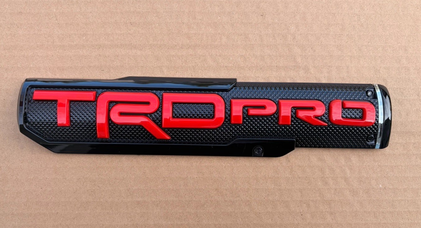 PRO Fender Emblem Badge 1PC Gloss Black Red Door Decal ABS Peel & Stick