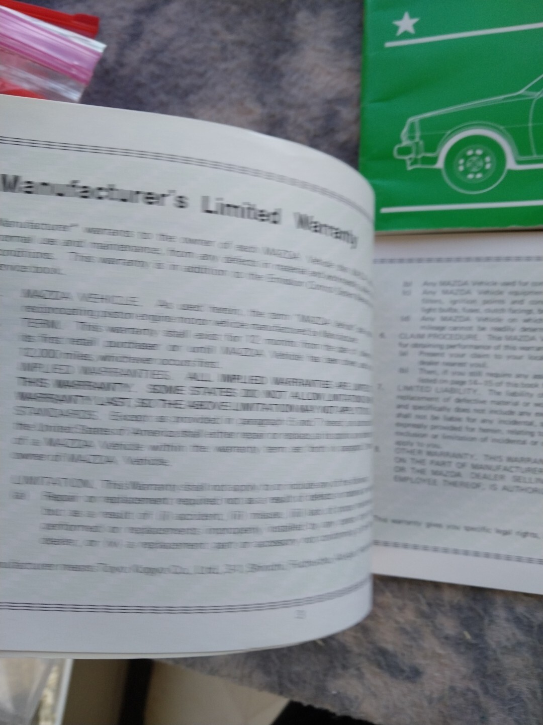 1979 Mazda GLC owner’s manual manufacturer limited warranty and service book