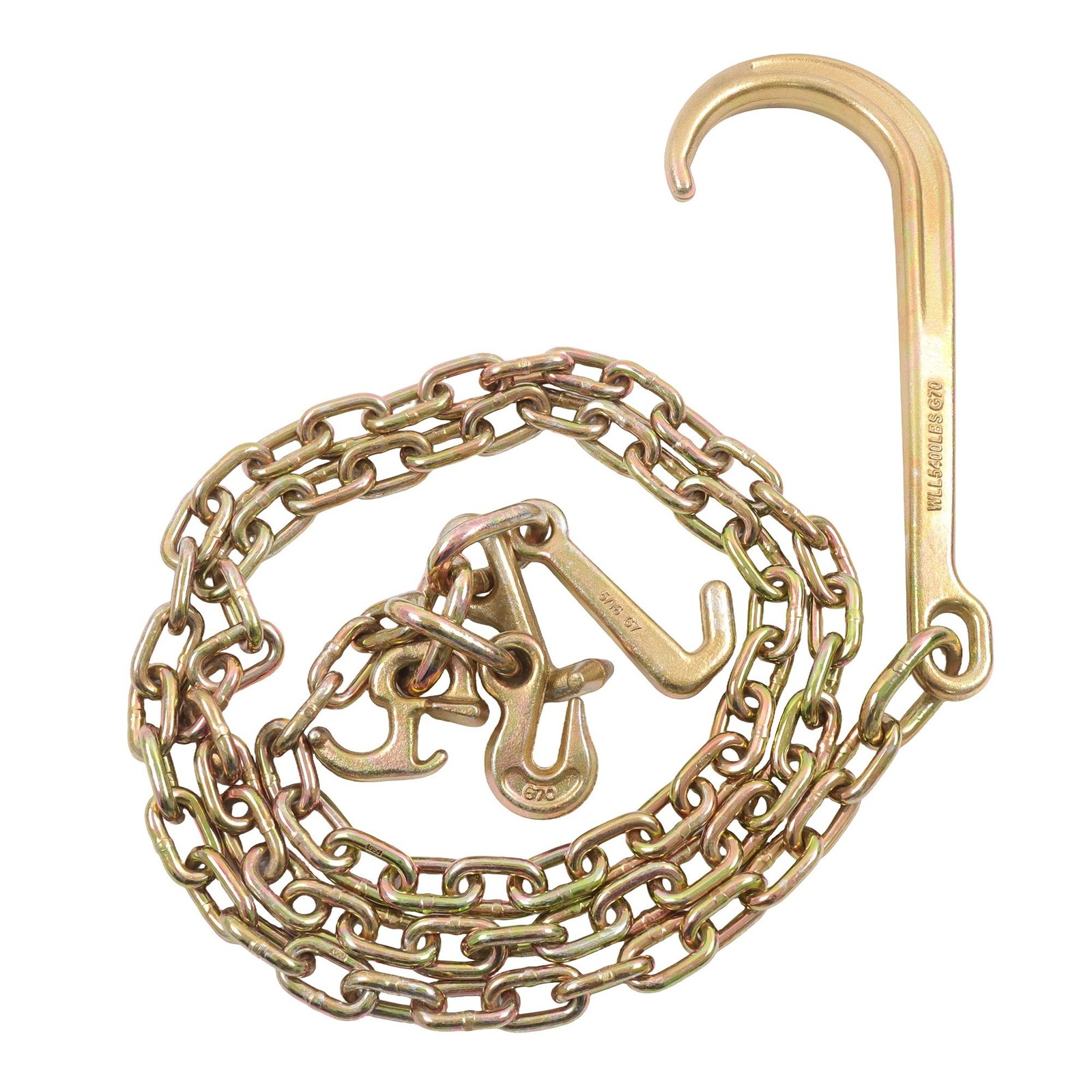 4 Pieces 4700Lbs J Hook Chain Tow Chain 5/16″×8′ G80 With 15″ JRT Hook Grab Hook