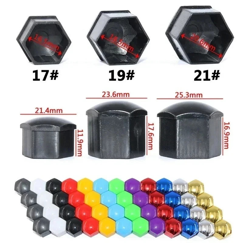 20 Pcs Car Wheel Lug Nut 17/19/21mm Bolt Cover Protect Hub Screw Cap