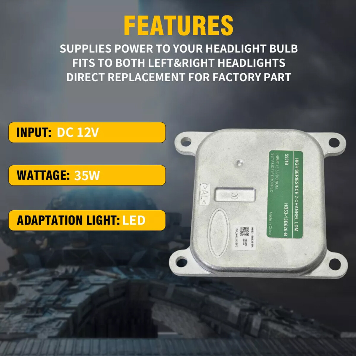 12V LED Headlight Module Control Unit For 2016-2019 Ford Explorer HB53-13B626-B