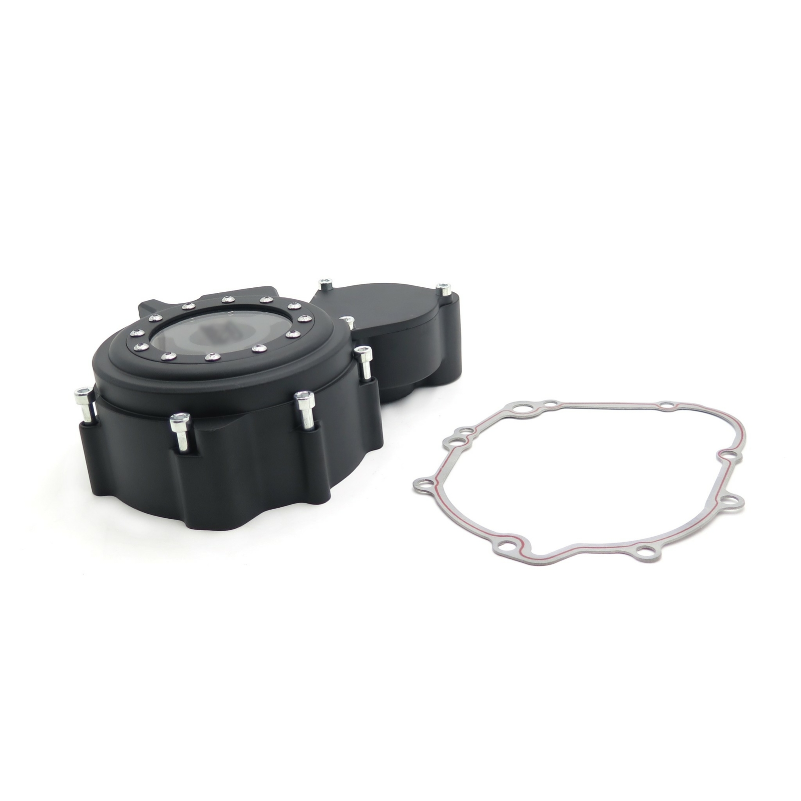 Black Left Engine Stator Cover See Thru For Suzuki 06-16 GSXR 600 750 Gasket cle