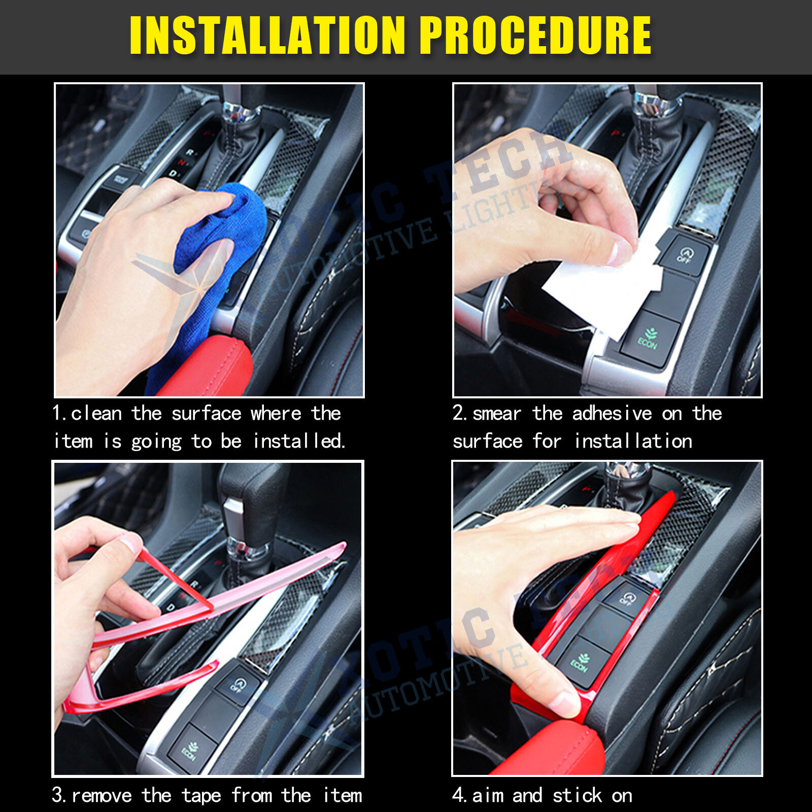 2x Gear Shift Button Panel Cover Trim Sporty Red ABS For Honda Civic 10th Gen