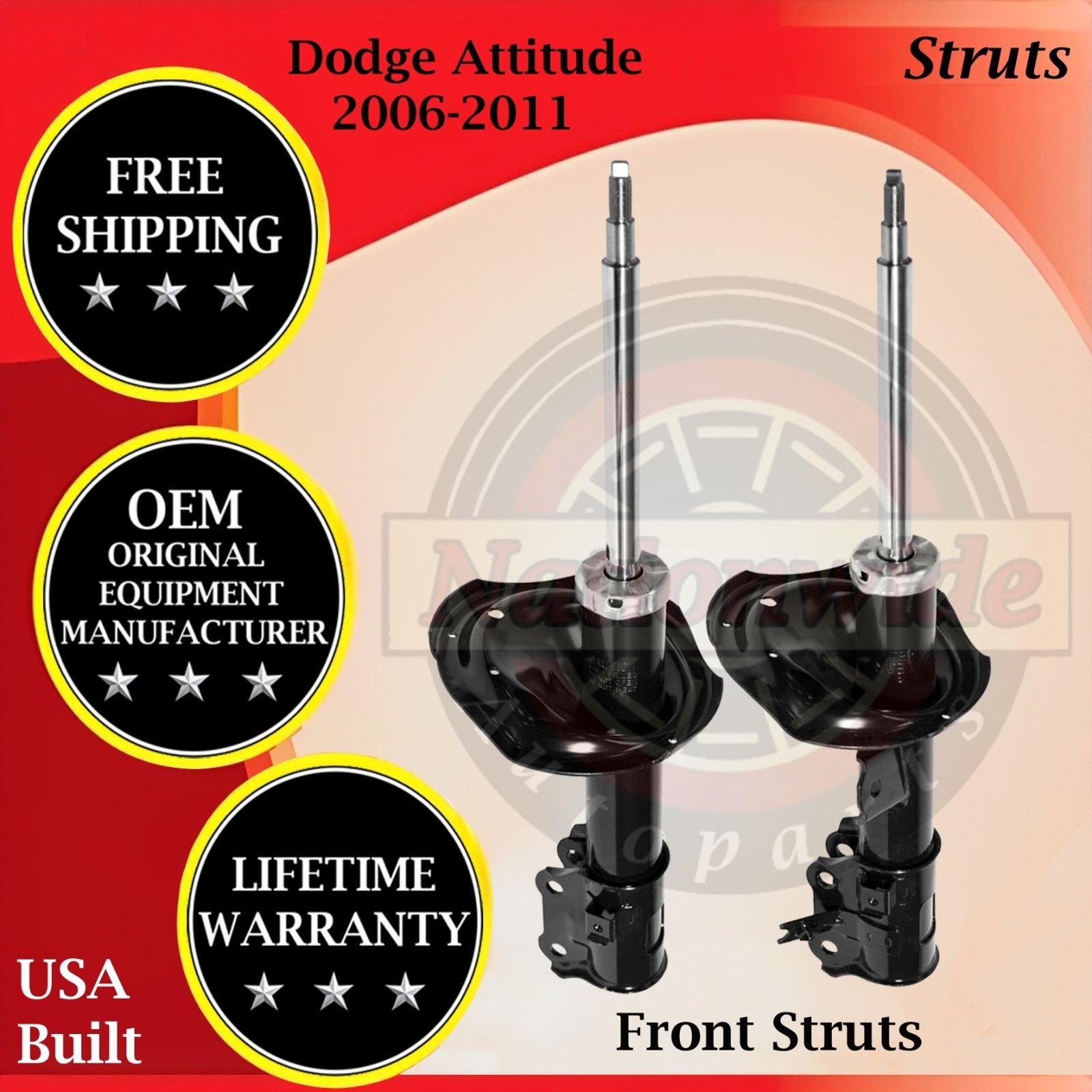 Monroe OEM Front Struts For 2006-2011 Dodge Attitude Lifetime Warranty
