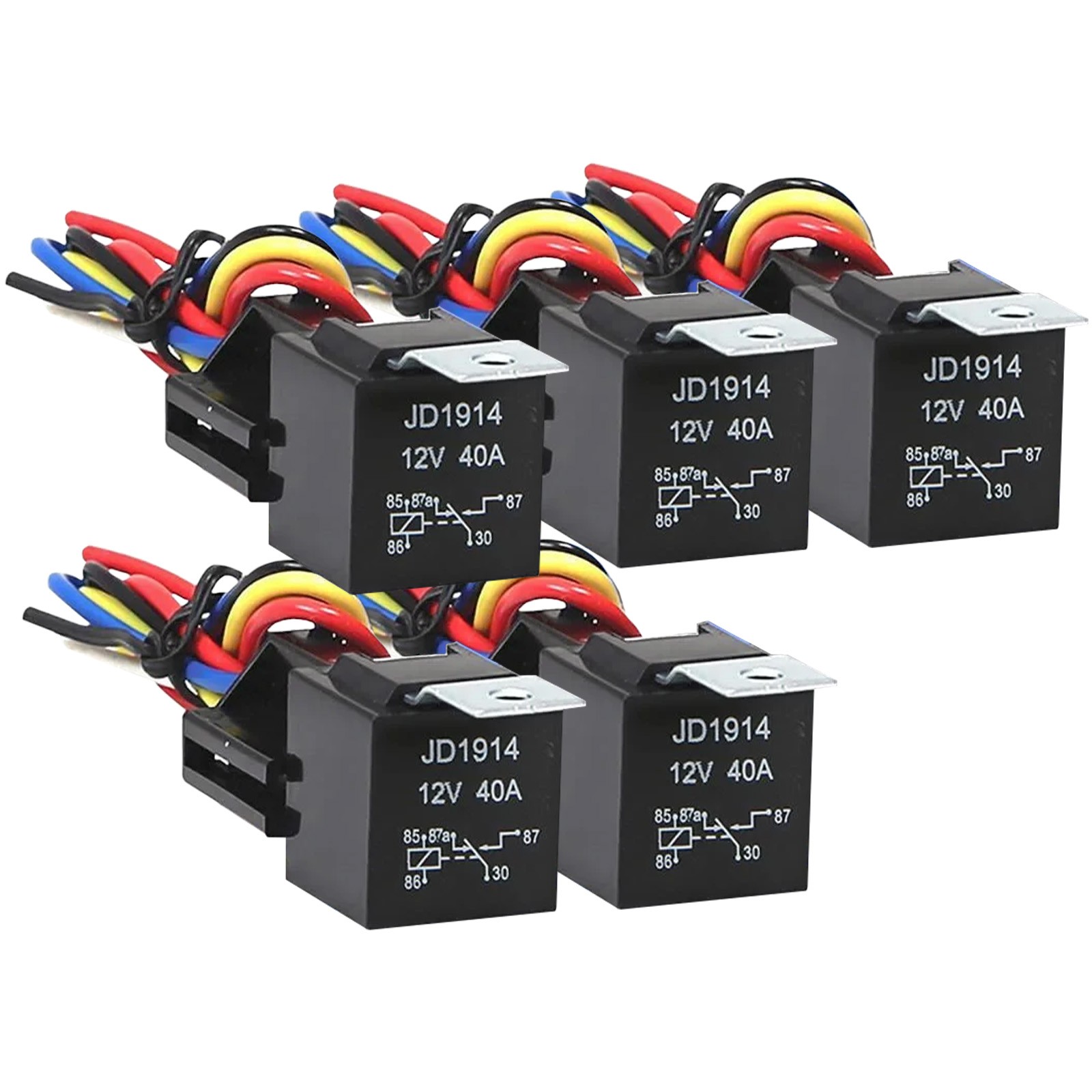 5X Auto 12V DC 40A 5Pin Relay Switch Harness Socket Waterproof Automotive SPDT