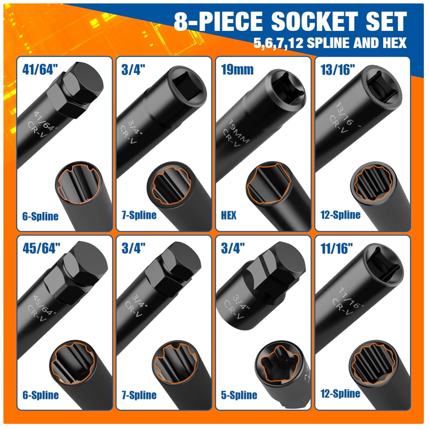Master Lug Nut Key Kit & Spline Socket Set-