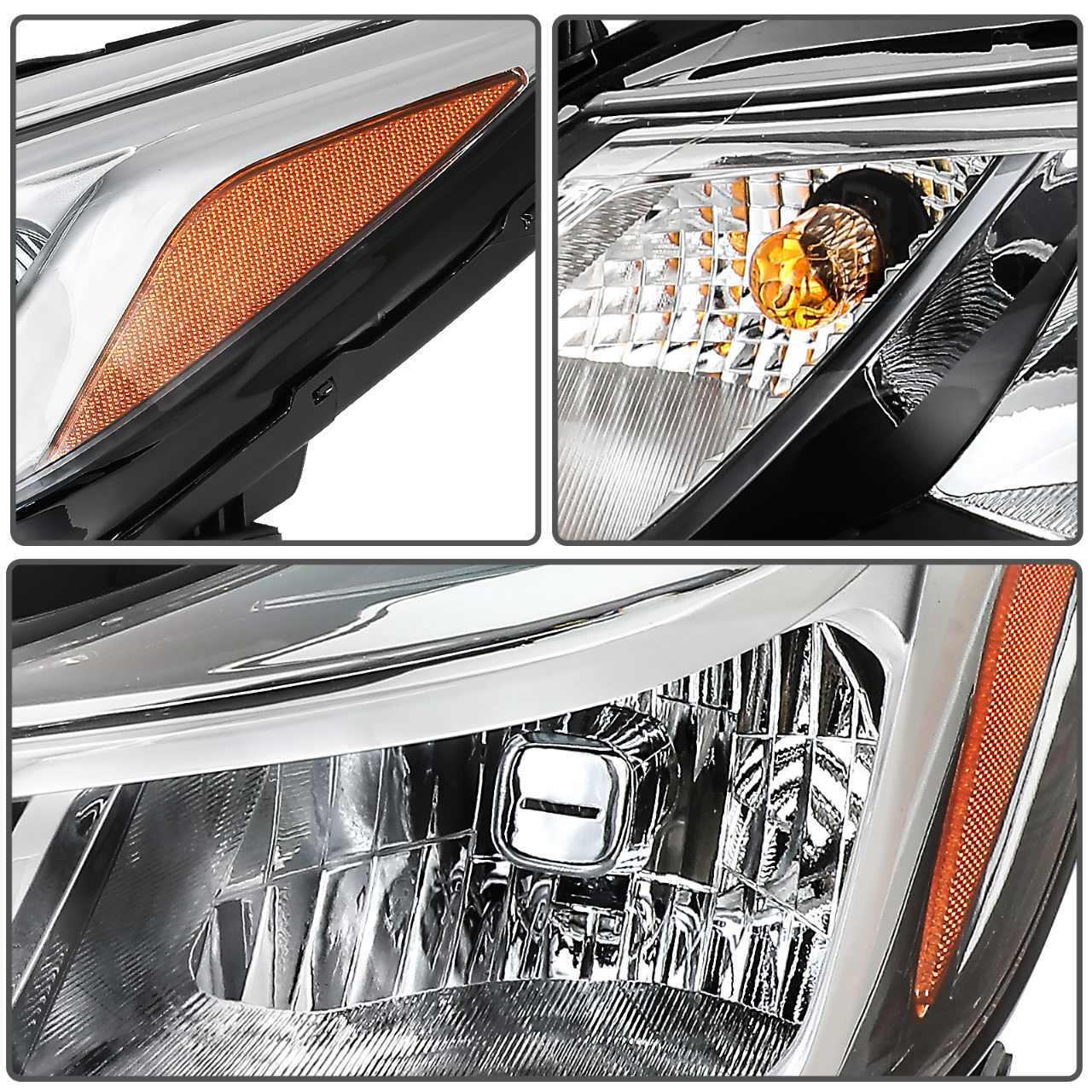 Chrome Headlight Assembly Set For 2016-2019 Chevrolet Chevy Cruze Hatchback 4-Dr