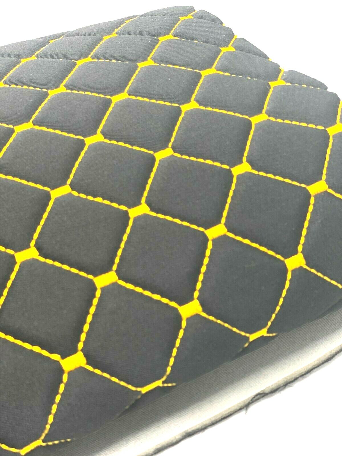 140cmx100cm Black Yellow Diamond Stitch Embossed Fabric Lining Car Upholstery