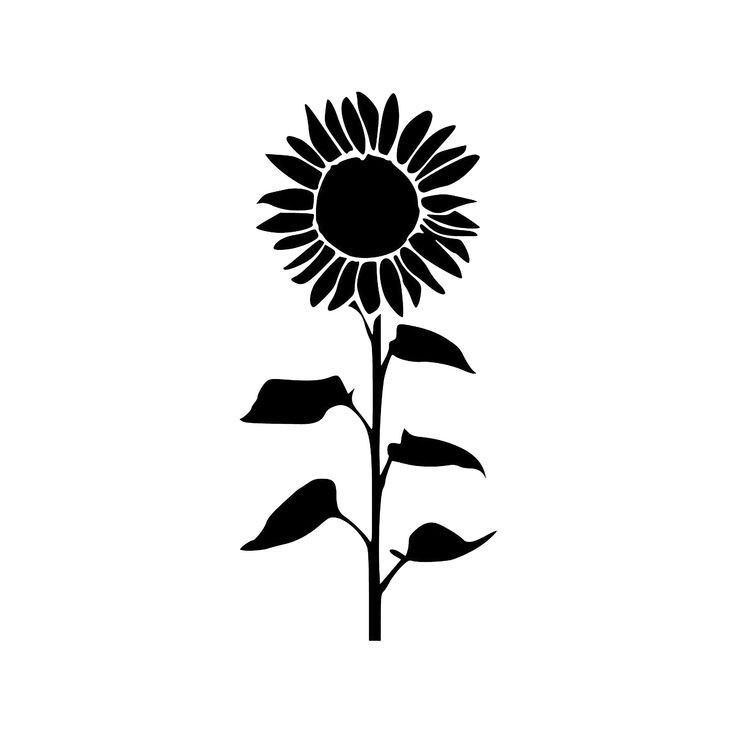 Tall Single Sunflower One Color Vinyl Decal Sticker Car Window, Truck Flower