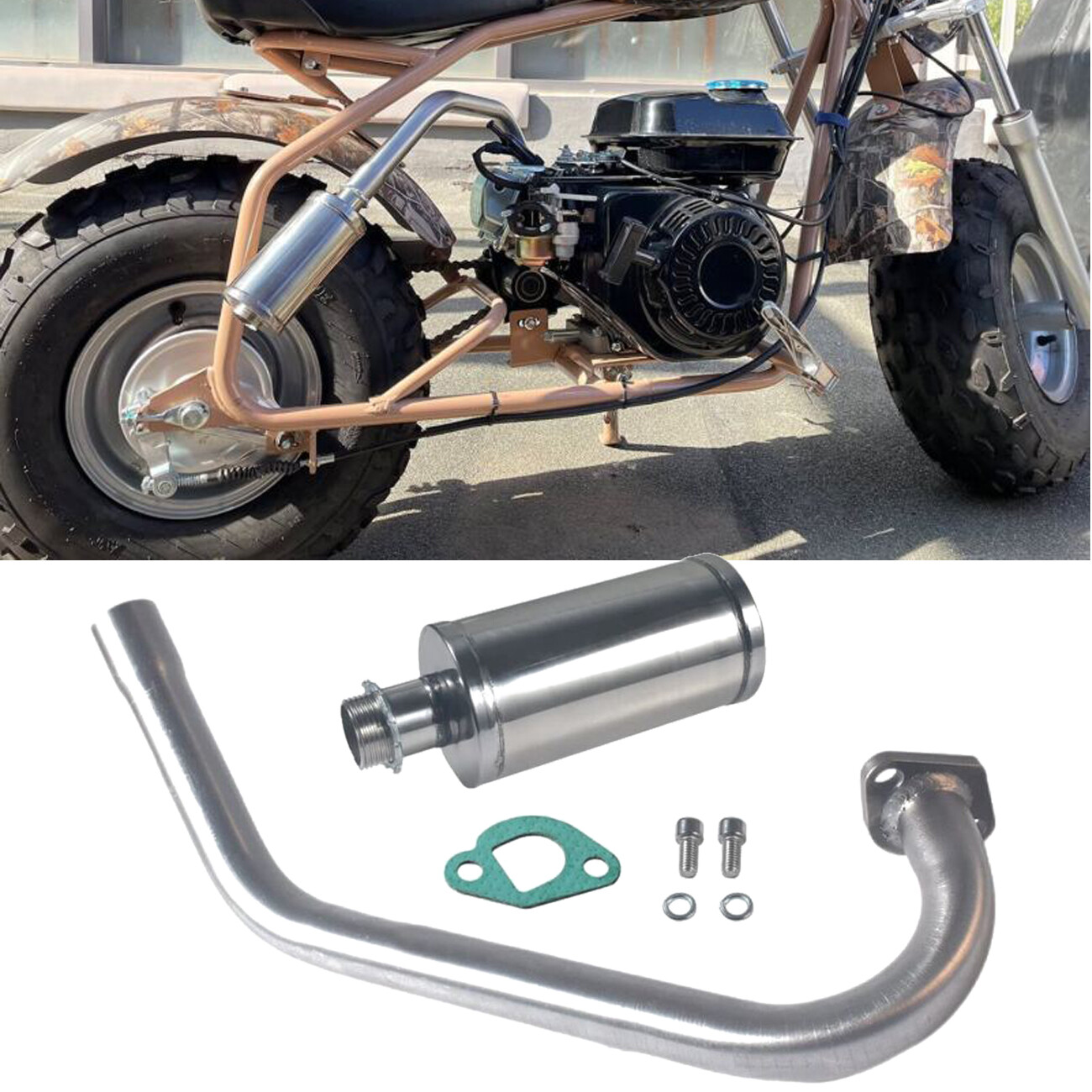 Upgrade Exhaust Pipe W/Muffler For Coleman Powersports CT200U,CT200U-EX,BT200X