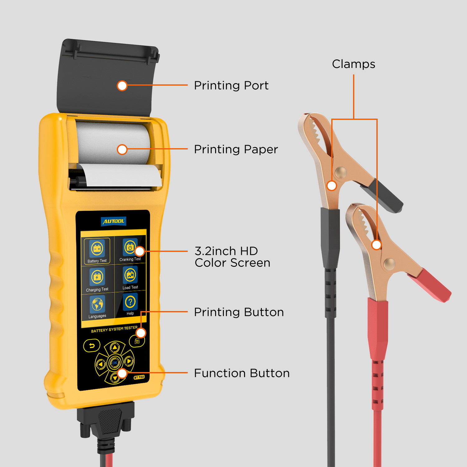 6V 12V 24V Car Battery Tester Cranking Charging Load Test Analyzer With Printer