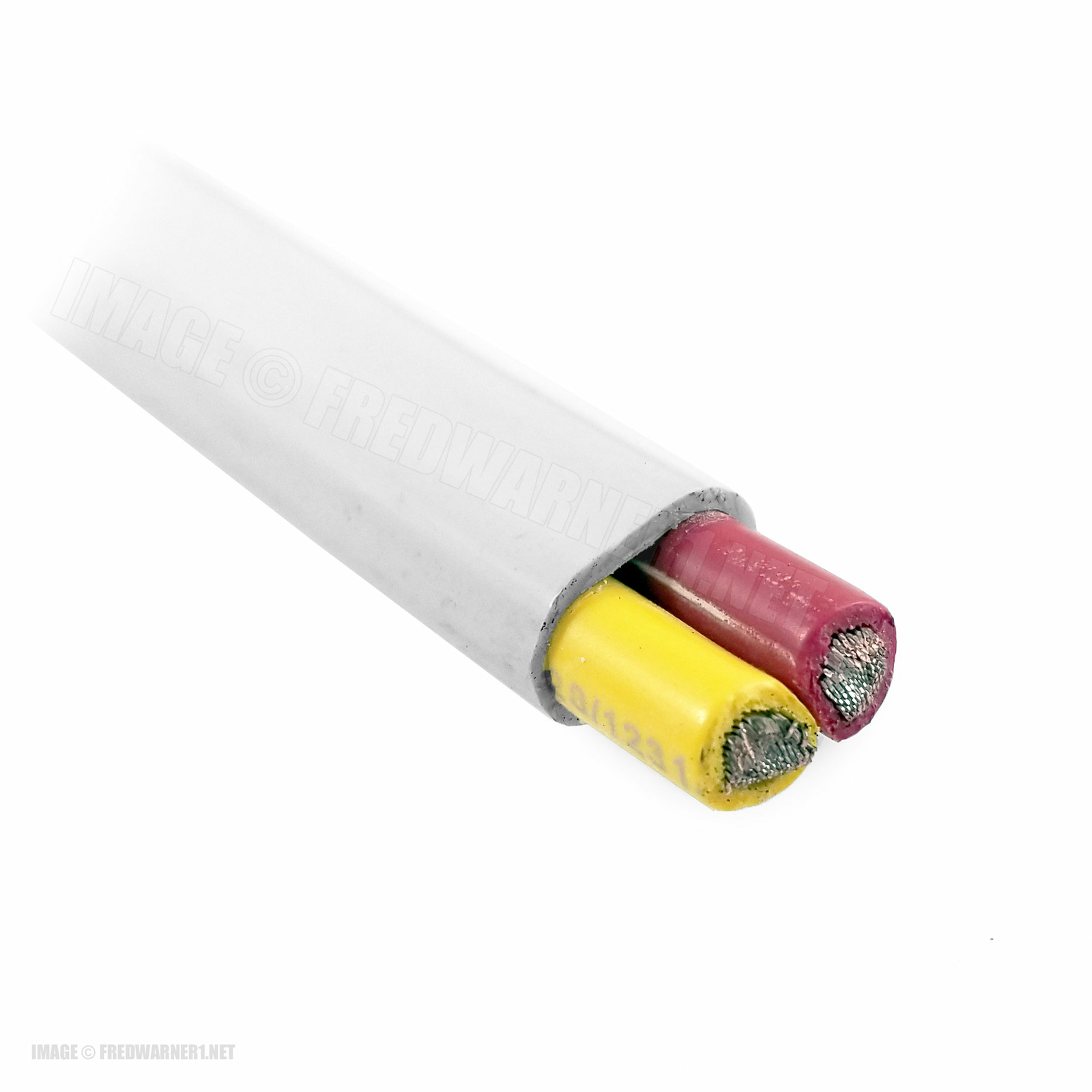 30ft Flat Boat Cable 14/2 AWG Red/Yellow 2-Wire White Jacket Marine Copper PVC