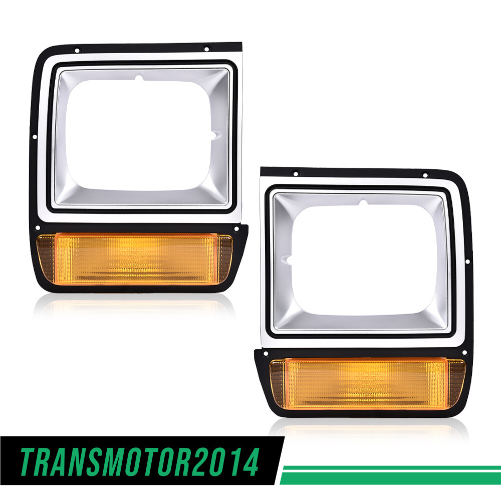 Fit For Dodge Pickup Truck Headlight Headlamp Bezel Pair w/ Corner Parking Light