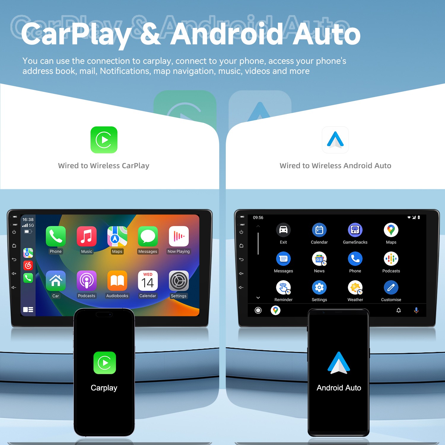 For Toyota Corolla 2014-2016 Car Radio Stereo CarPlay Android Auto GPS Navi 64G