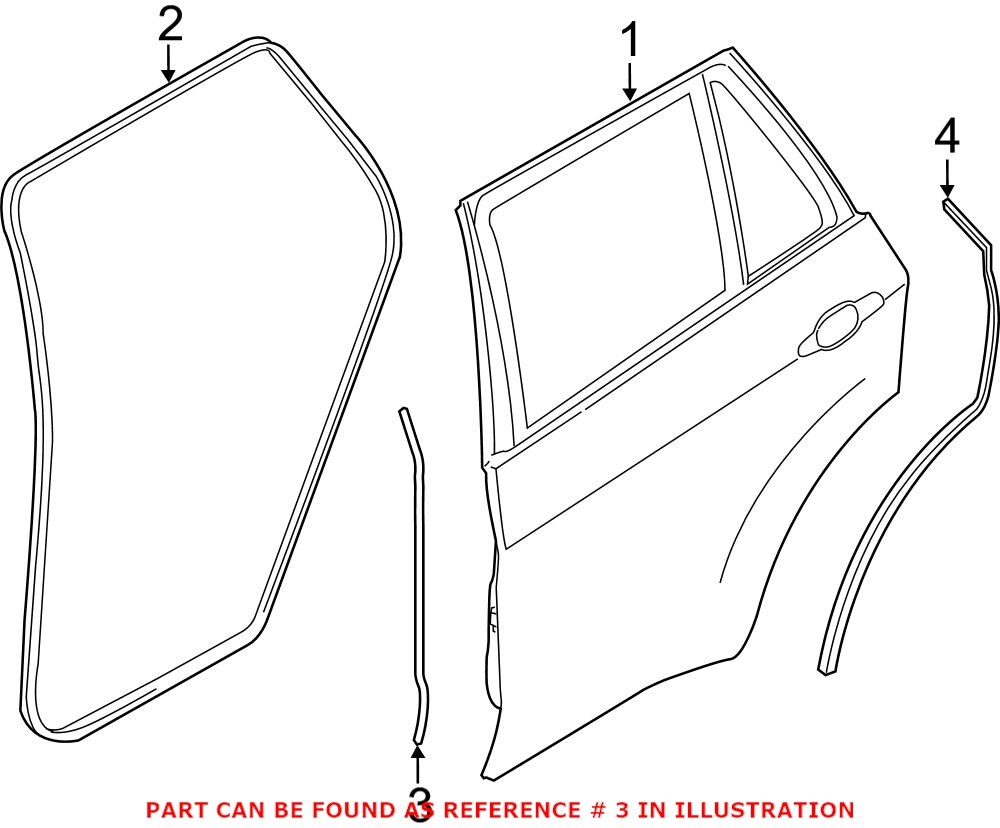 Genuine OEM Rear Driver Left Forward Door Seal For BMW X5 51767318509