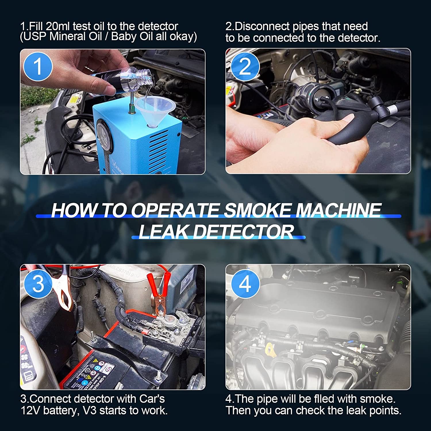 V3 Car EVAP Smoke Machine Leak Detector Auto Fuel Pipe System Diagnostic Tester