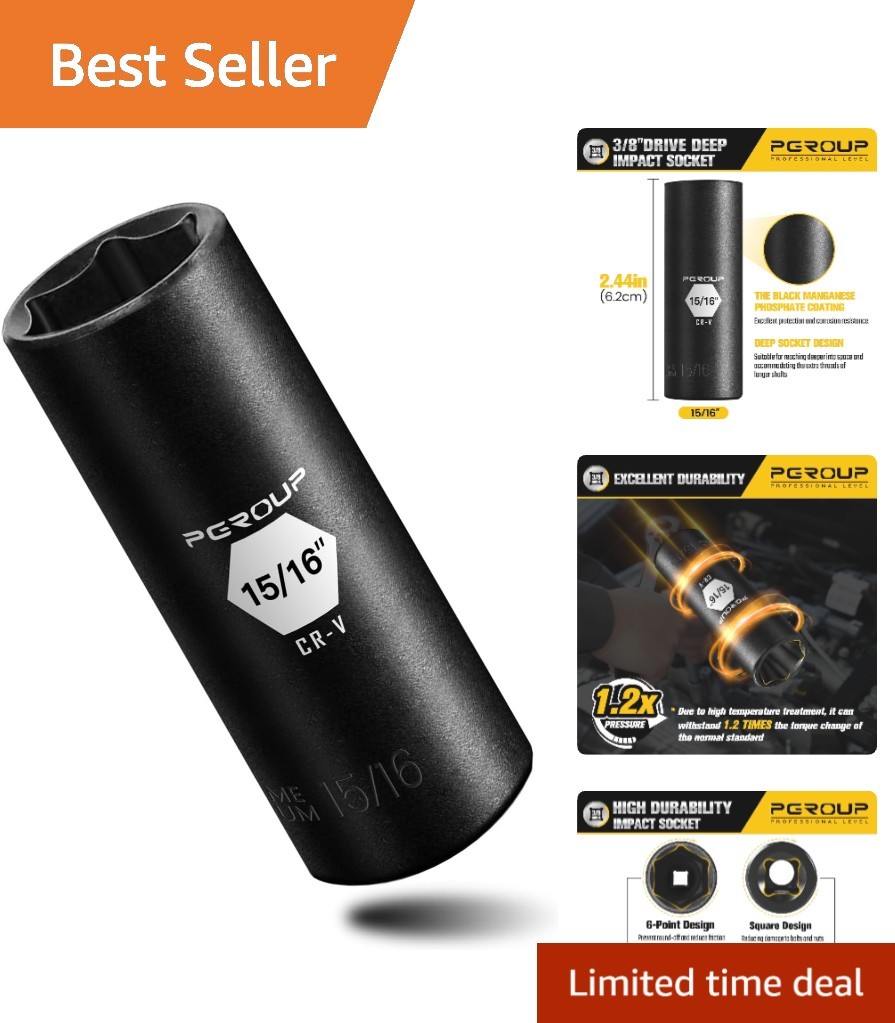 Professional Grade 15/16” Deep Impact Socket – High Visibility Chrome Vanadium